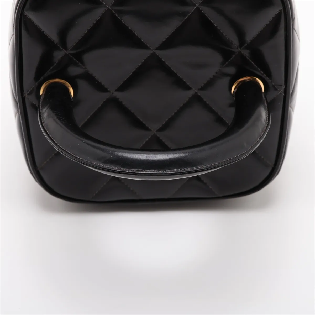 Matelassé Patent Leather Vanity Bag, Black with Gold Hardware, 4875014, Series 4 — view 5