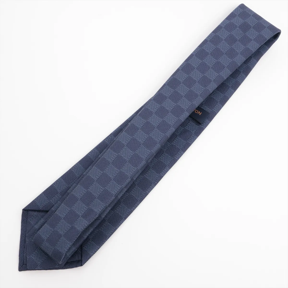 M78753 Cravat Damier Classic MR1221 Tie, Silk, Blue, with some wear and pilling. — view 2
