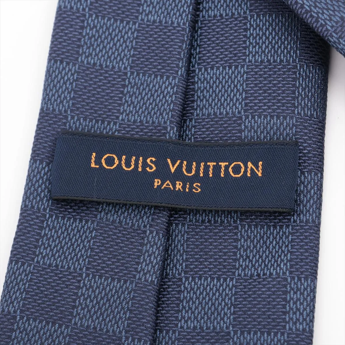 M78753 Cravat Damier Classic MR1221 Tie, Silk, Blue, with some wear and pilling. — view 3