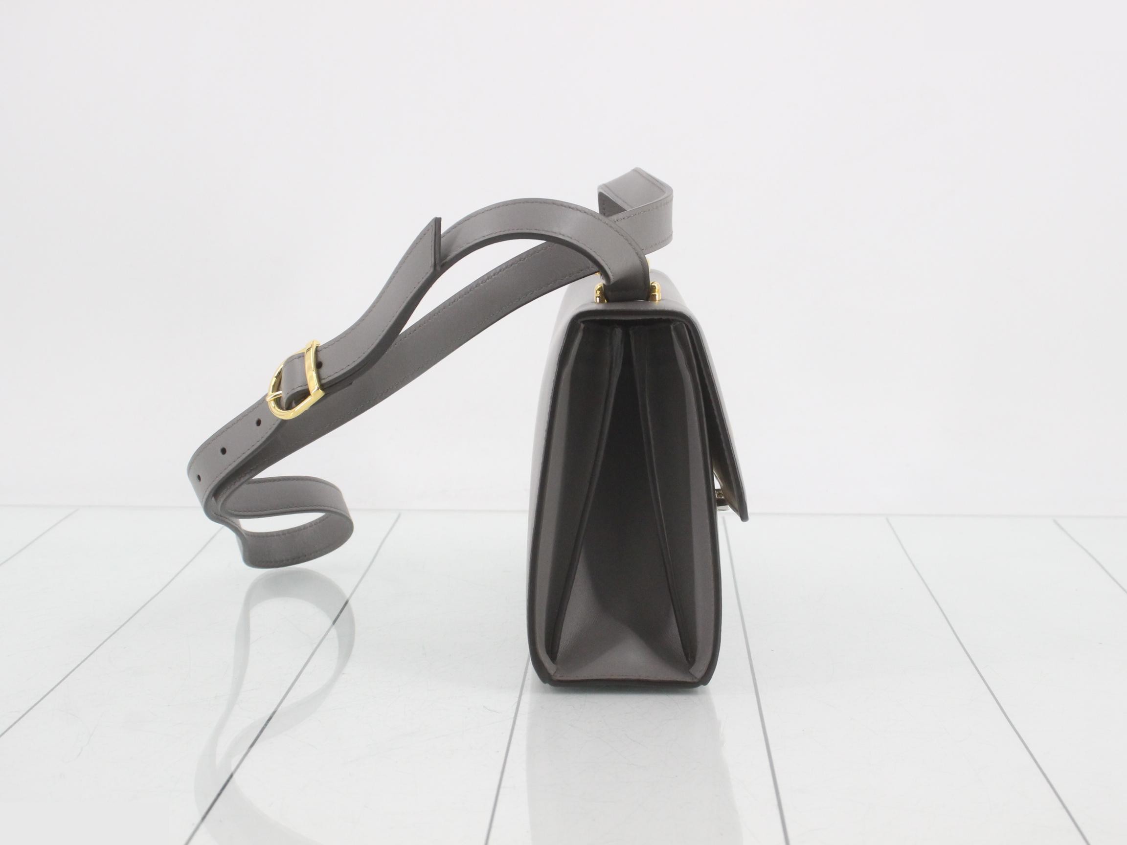 Zumi Shoulder Bag, Gray Leather — view 4