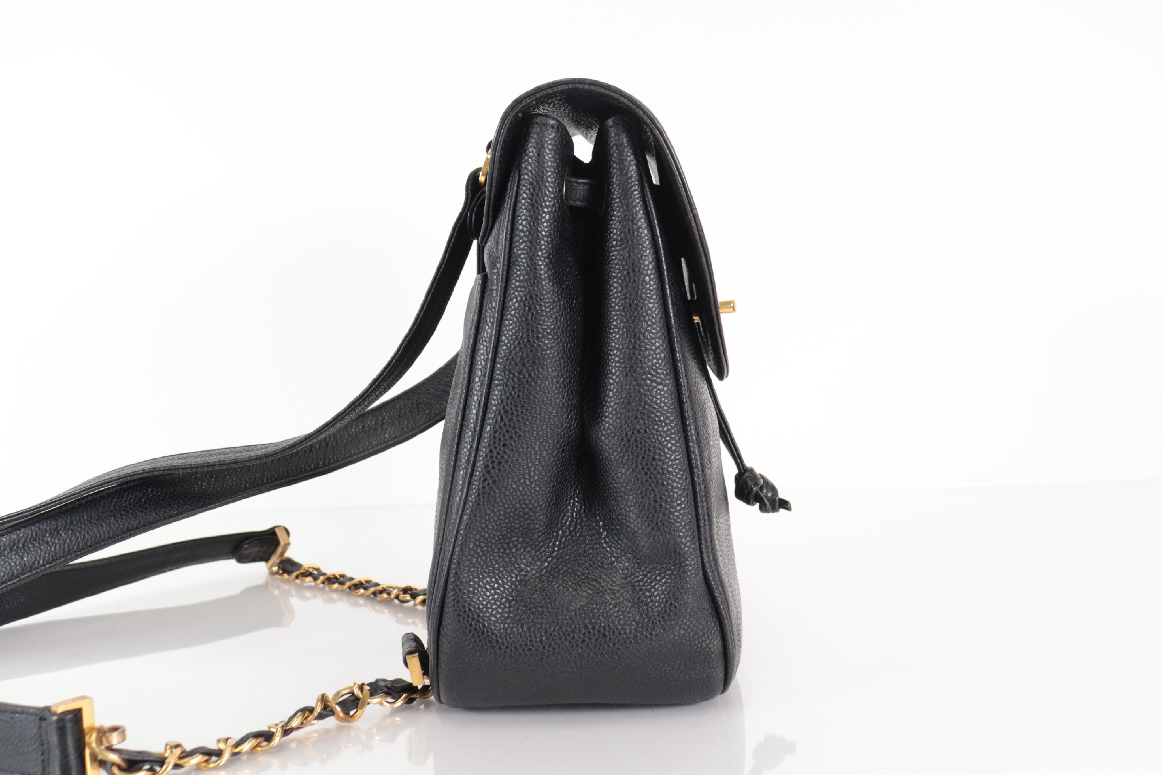 Caviar Leather Drawstring Backpack (Model 3) — view 3