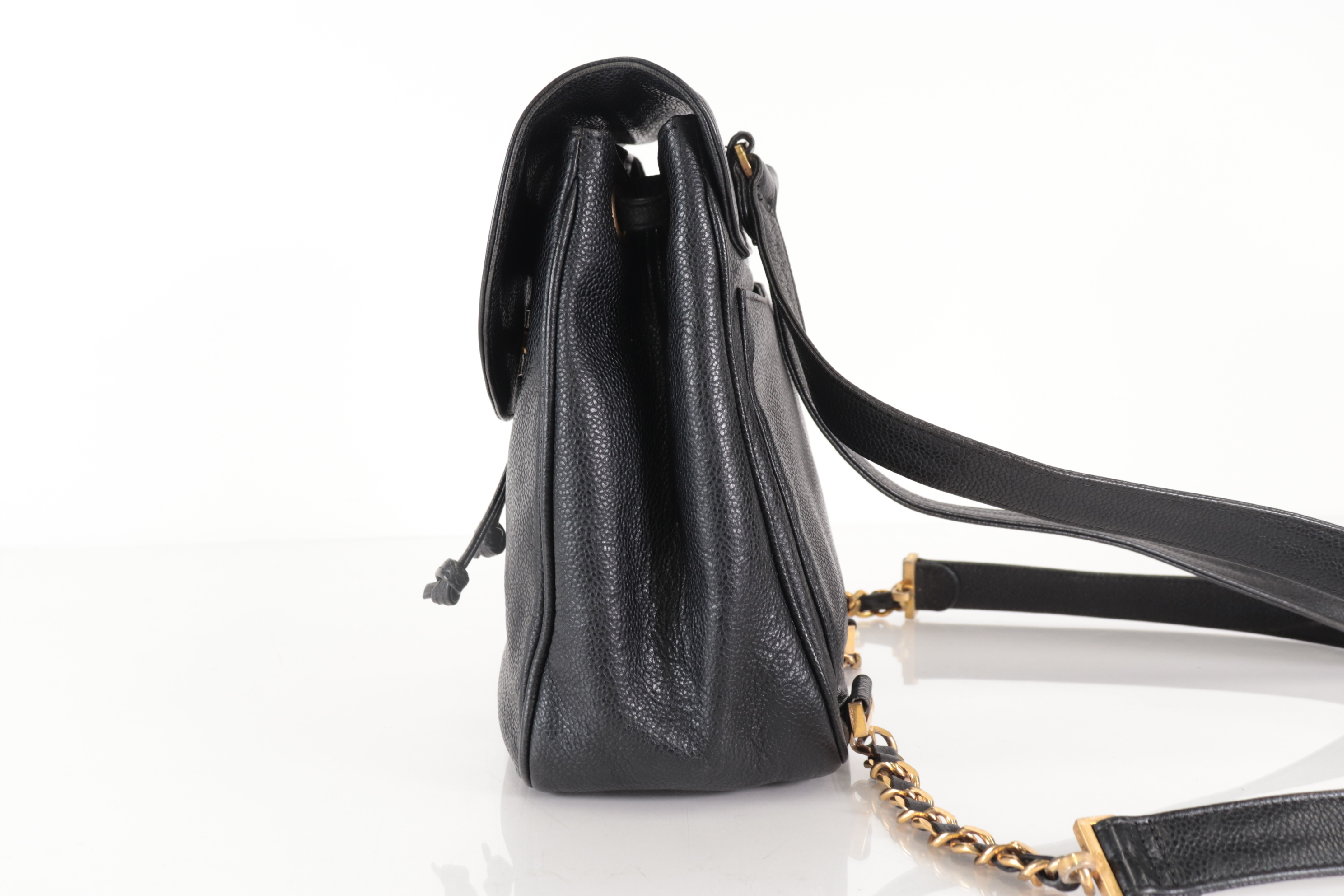 Caviar Leather Drawstring Backpack (Model 3) — view 4