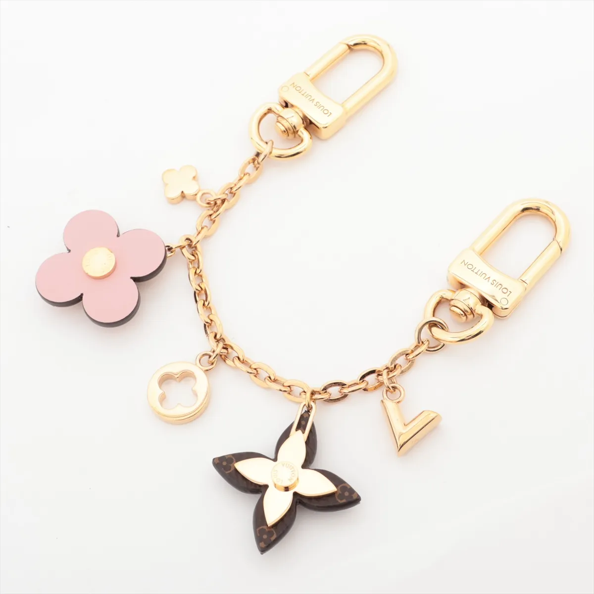 M01414 Bag Charm Chain Blooming Flower OB3273 Charm GP x Leather Gold — view 2