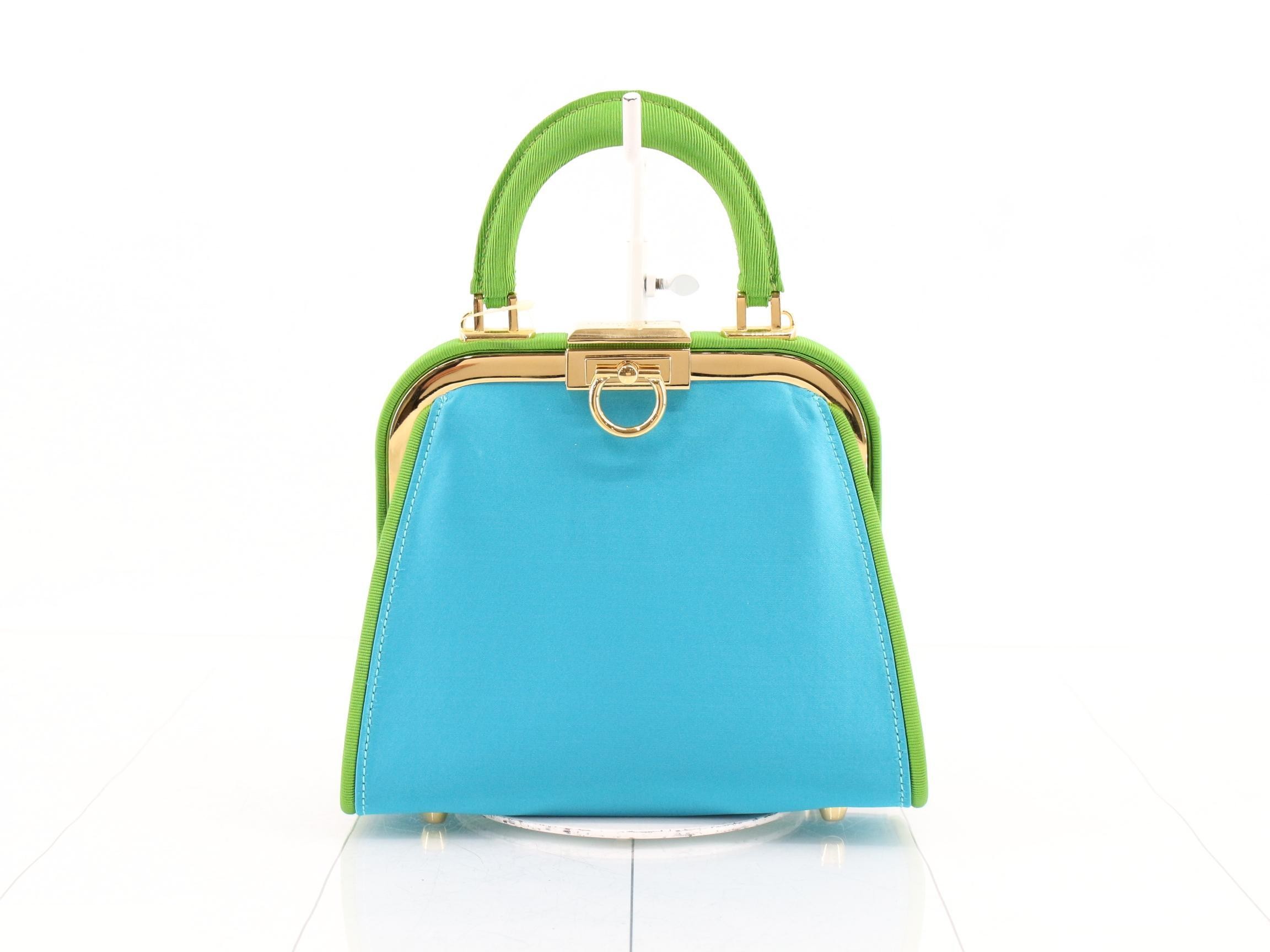 Silk satin two-tone 2-way handbag with shoulder strap