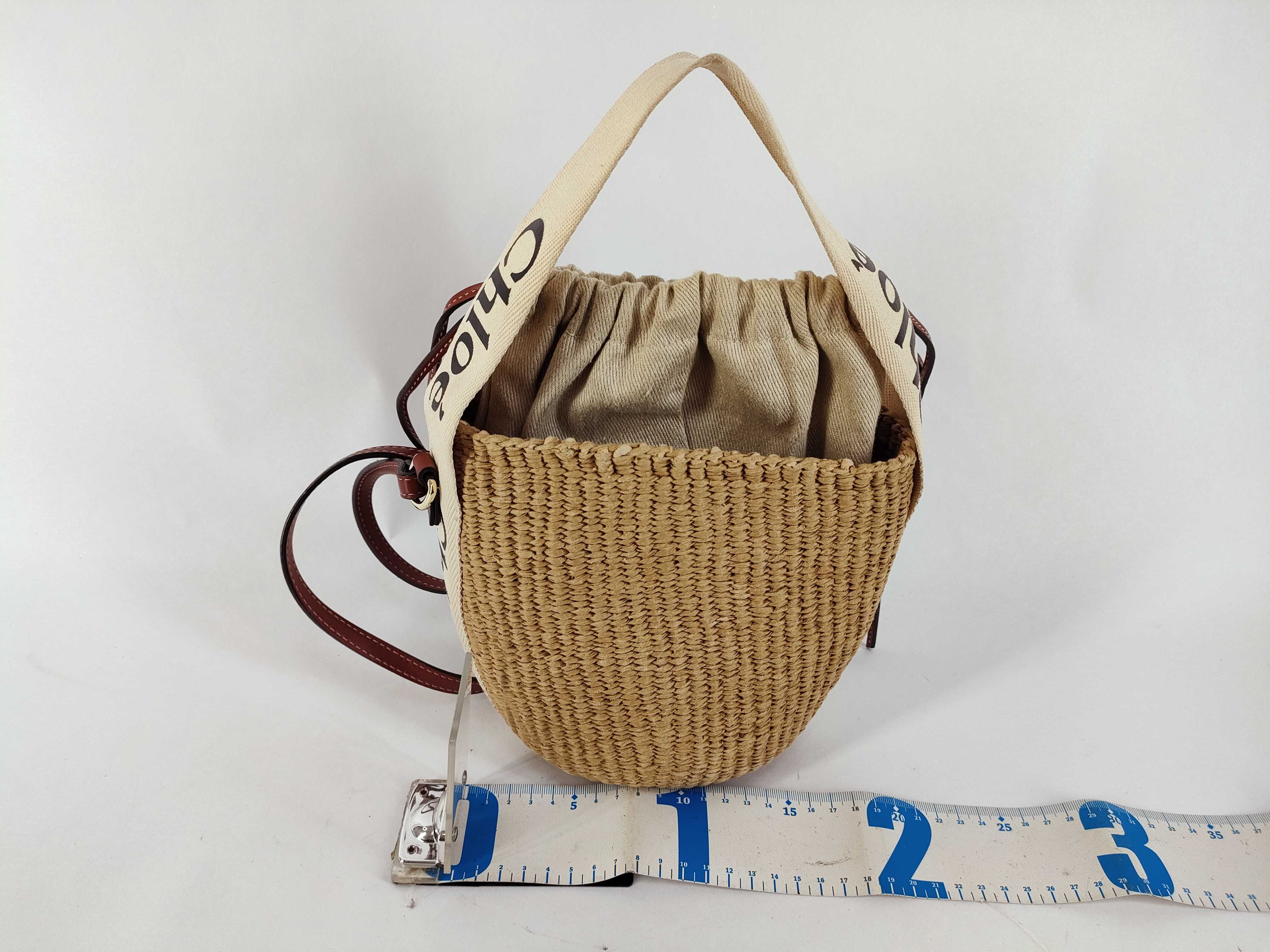 Woody Small Raffia x Leather 2-Way Shoulder Bag, Beige Handbag — view 2