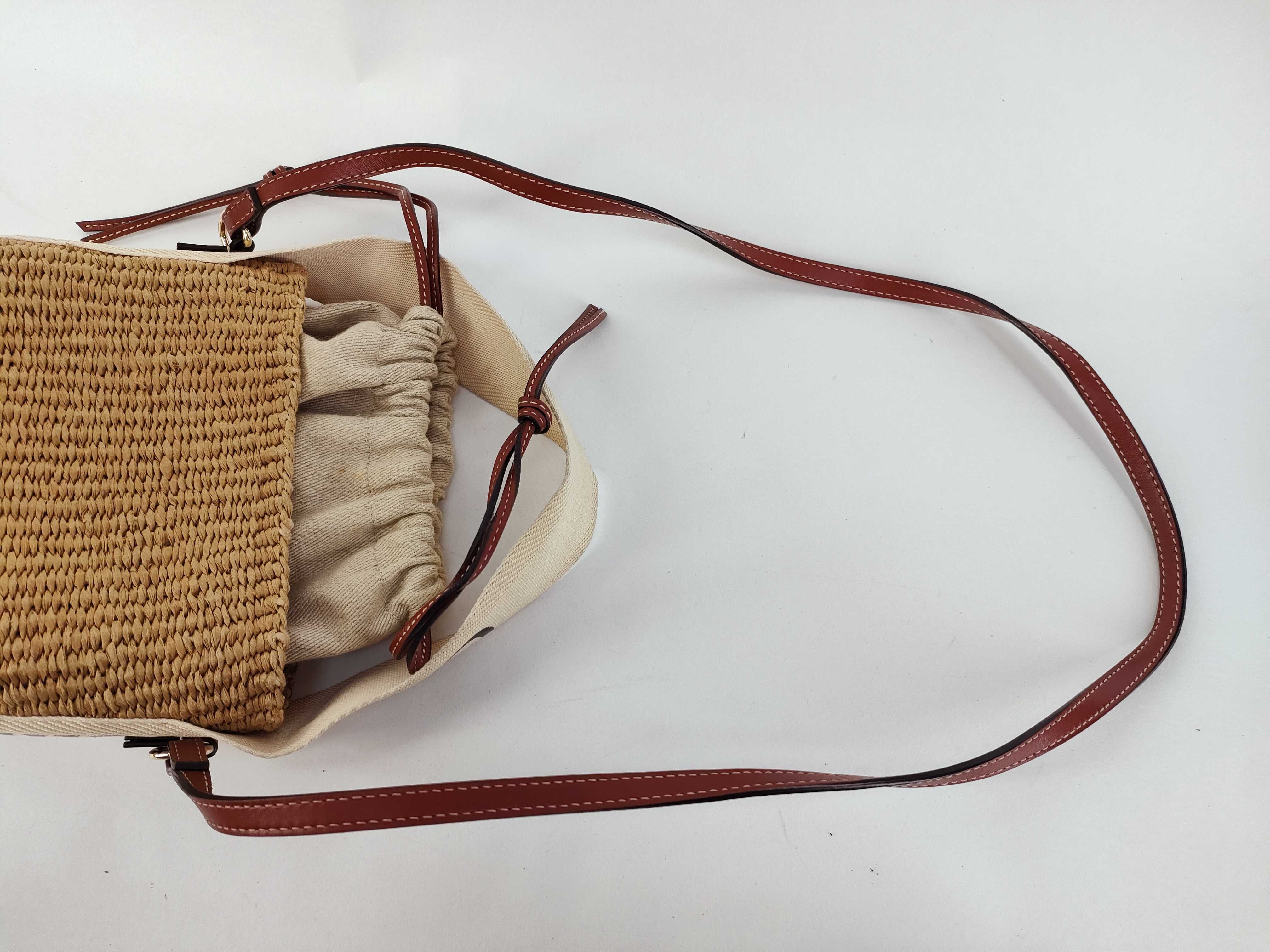 Woody Small Raffia x Leather 2-Way Shoulder Bag, Beige Handbag — view 3