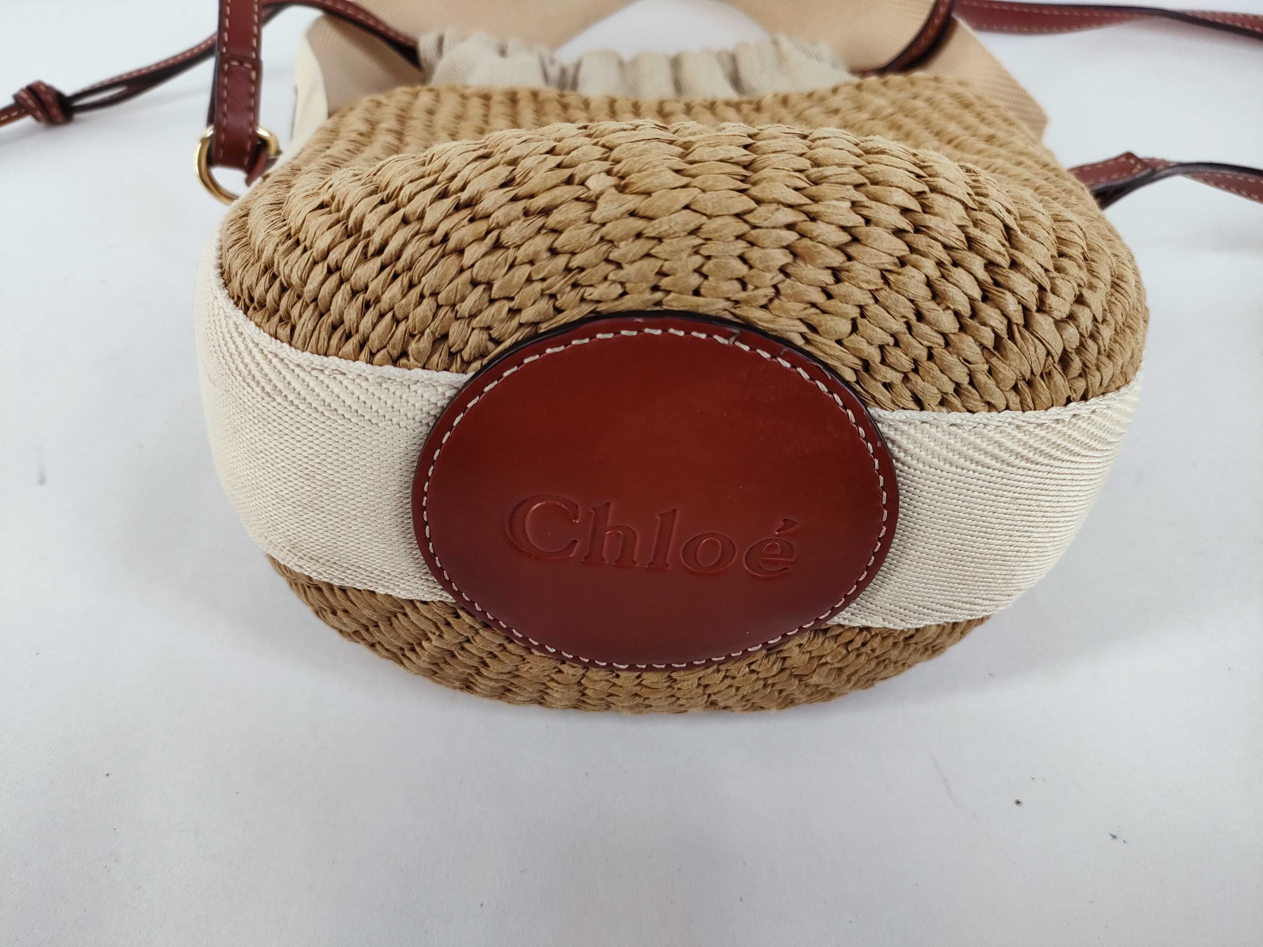 Woody Small Raffia x Leather 2-Way Shoulder Bag, Beige Handbag — view 8