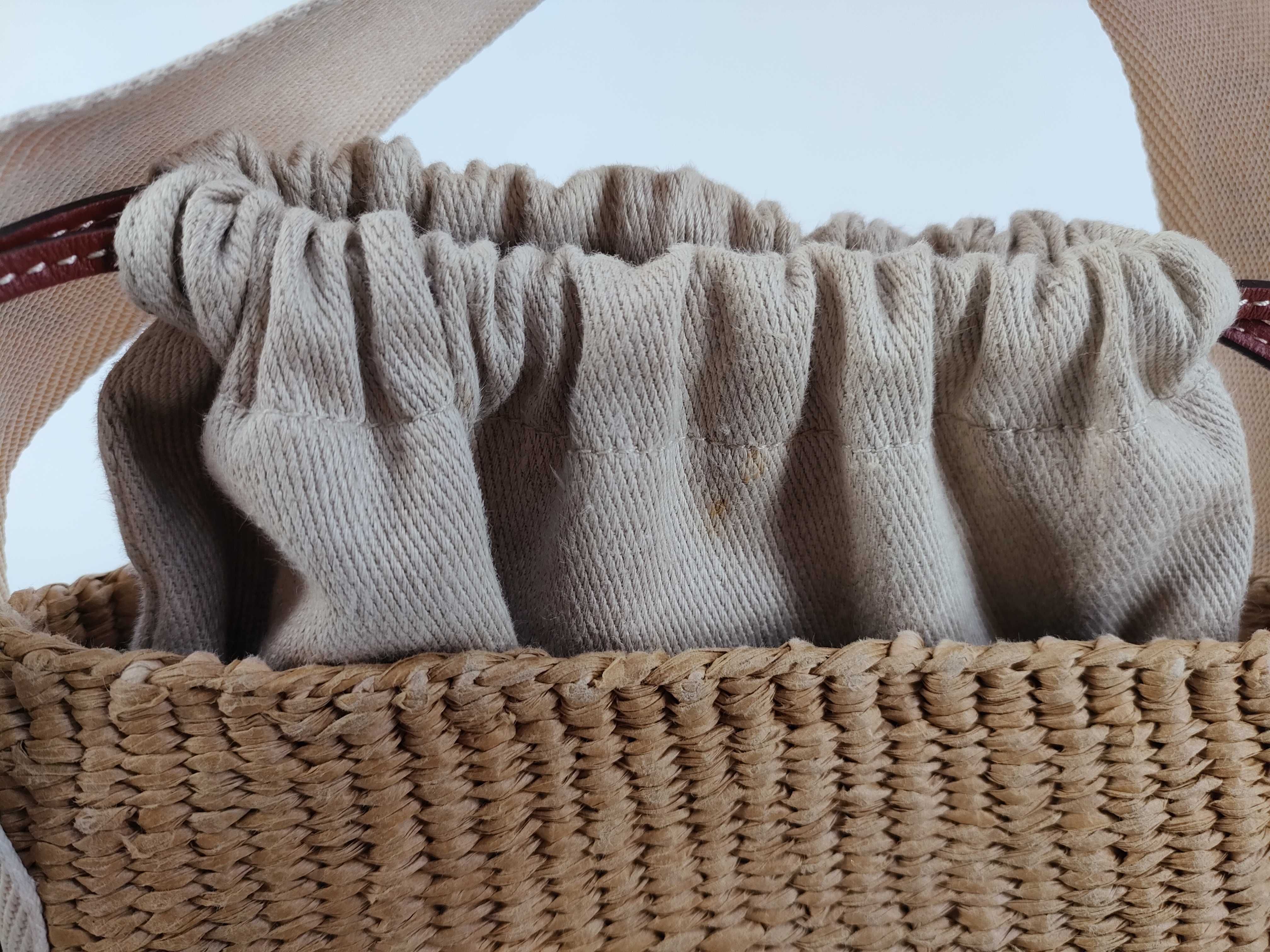 Woody Small Raffia x Leather 2-Way Shoulder Bag, Beige Handbag — view 9