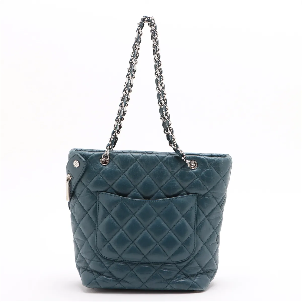 Matelasse Vintage Calf Chain Shoulder Bag Blue Silver Hardware 11384915 11th Series — view 2