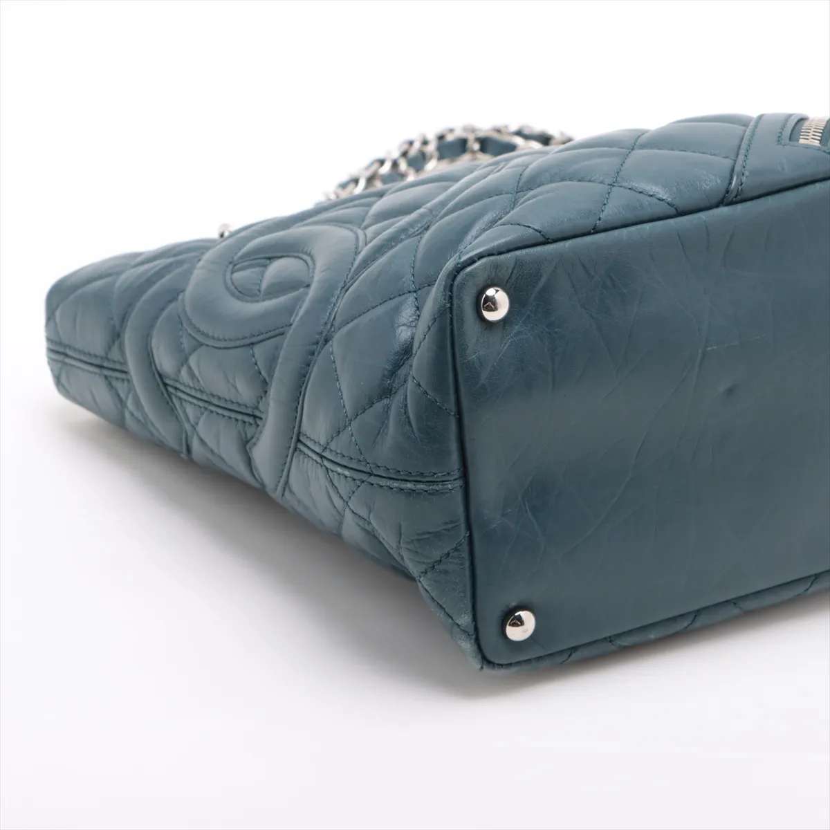 Matelasse Vintage Calf Chain Shoulder Bag Blue Silver Hardware 11384915 11th Series — view 4