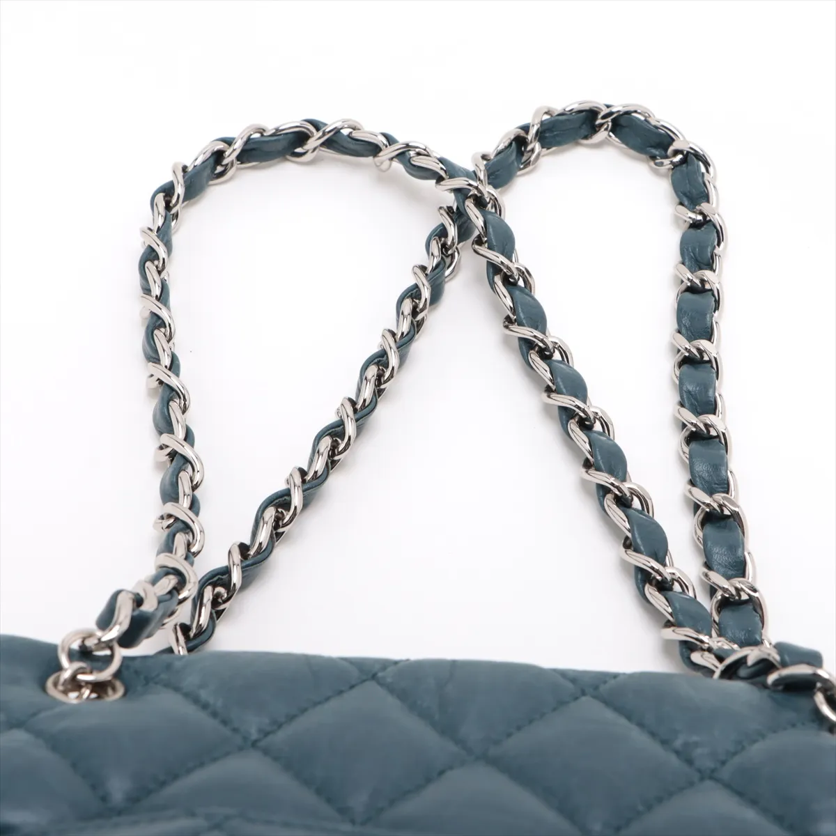 Matelasse Vintage Calf Chain Shoulder Bag Blue Silver Hardware 11384915 11th Series — view 6