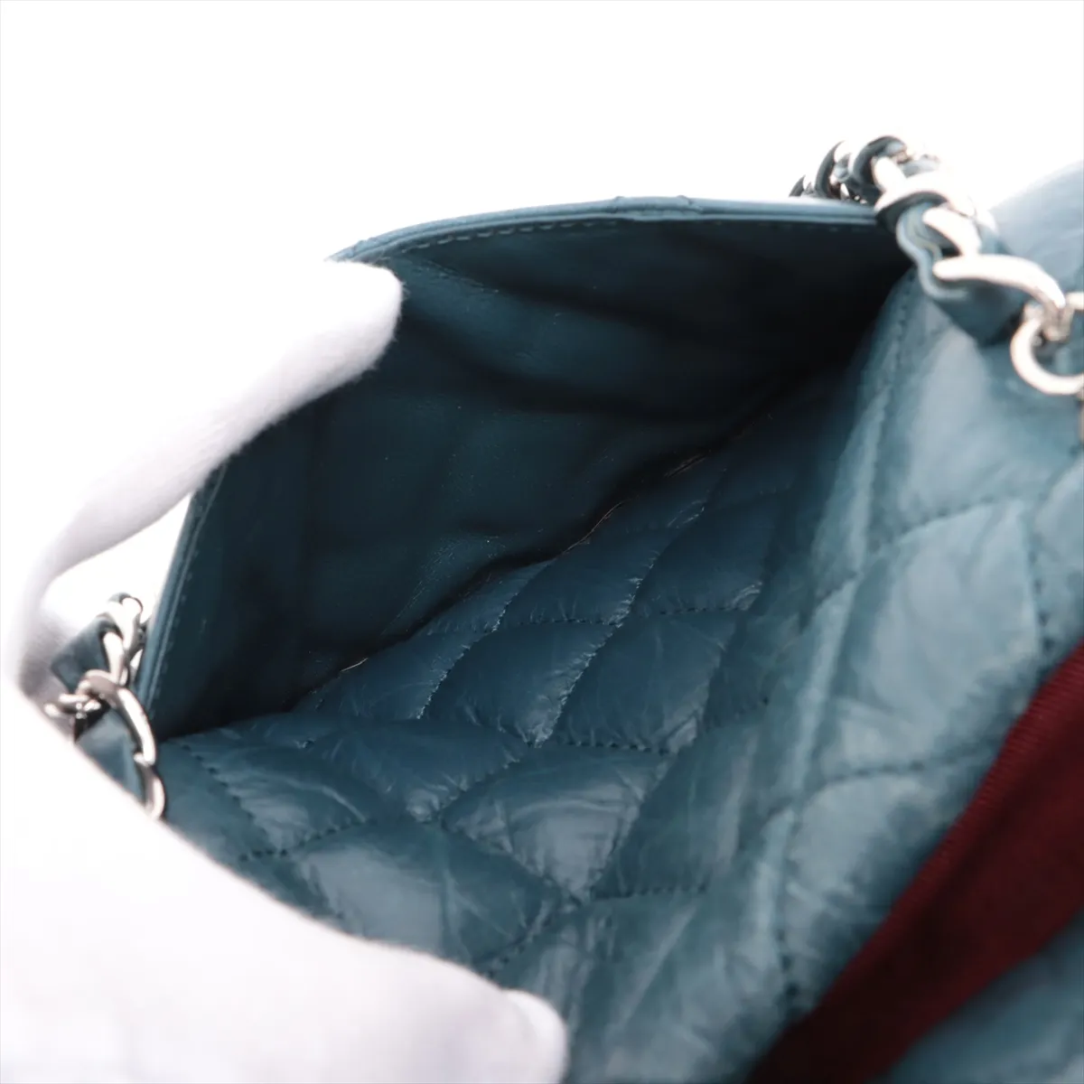 Matelasse Vintage Calf Chain Shoulder Bag Blue Silver Hardware 11384915 11th Series — view 8