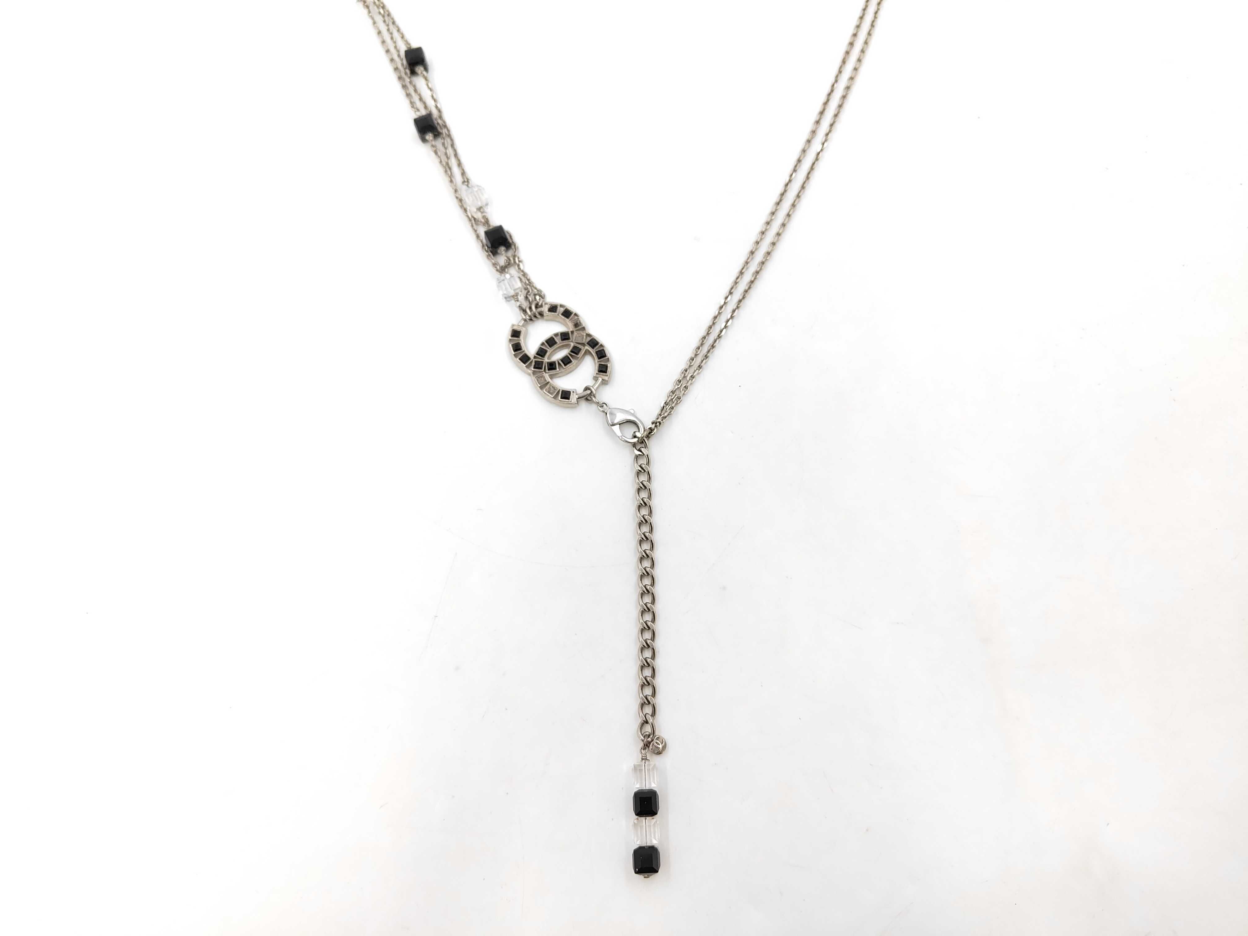 Long Chain Necklace / Silver x Black / 08P