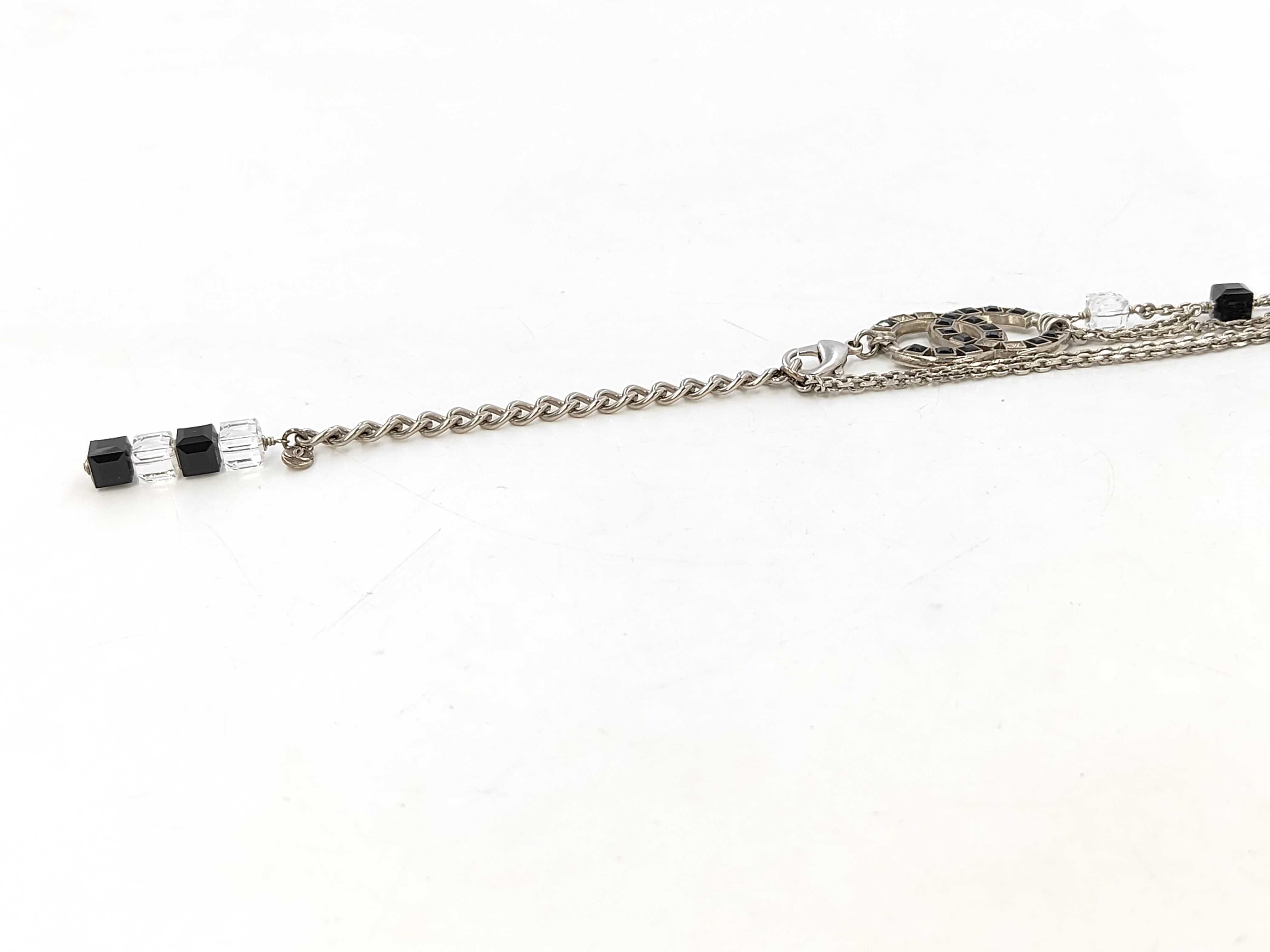 Long Chain Necklace / Silver x Black / 08P — view 2