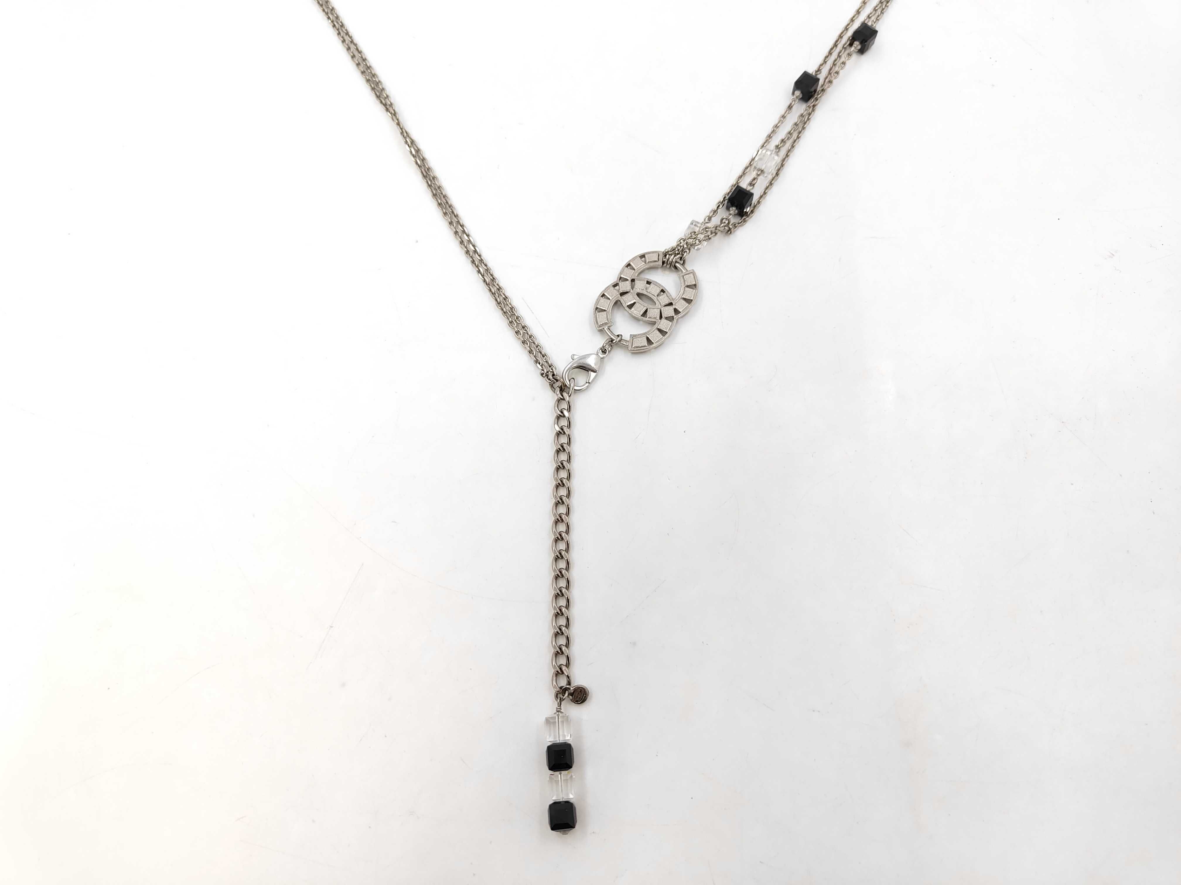 Long Chain Necklace / Silver x Black / 08P — view 3