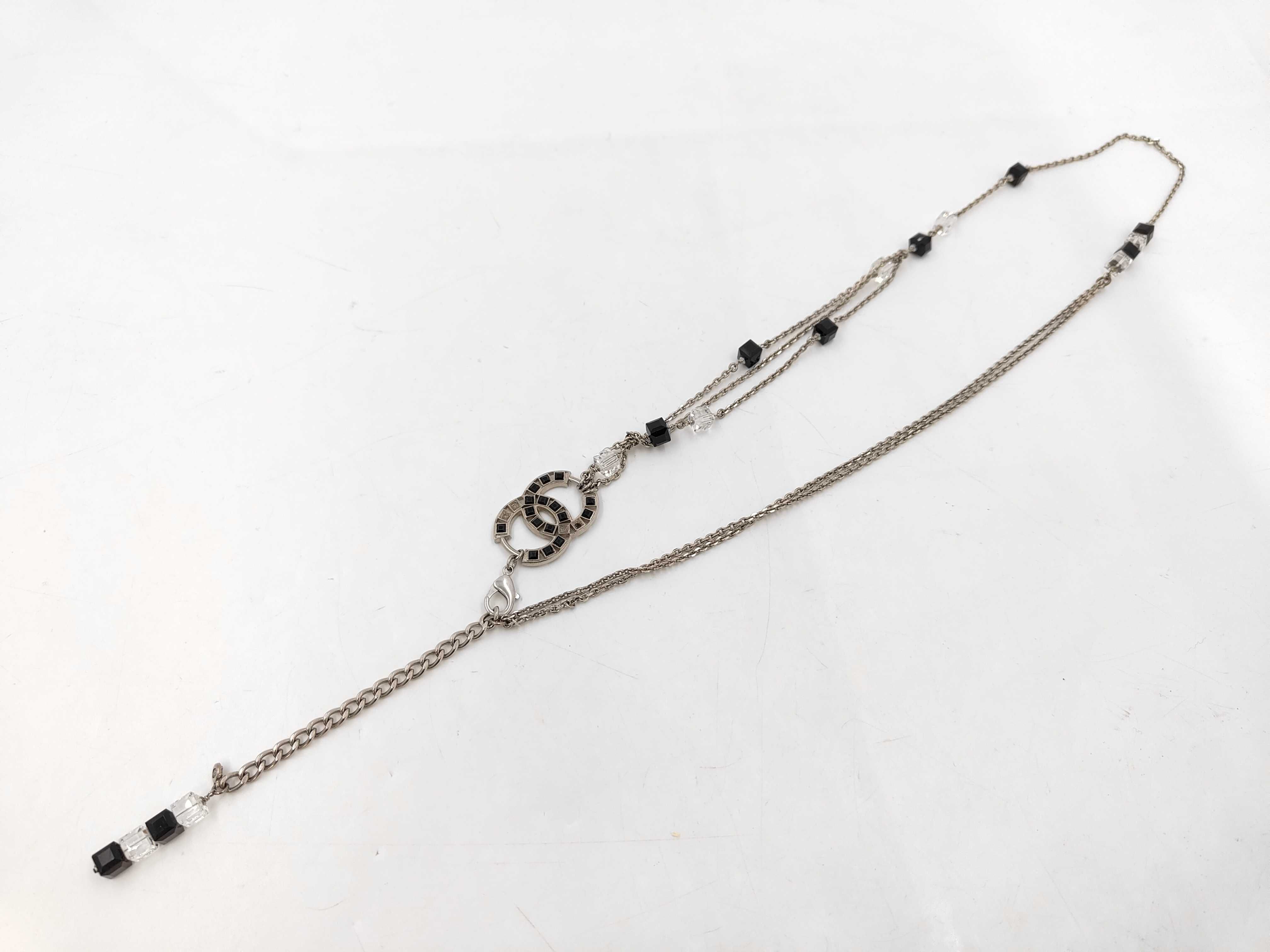 Long Chain Necklace / Silver x Black / 08P — view 4
