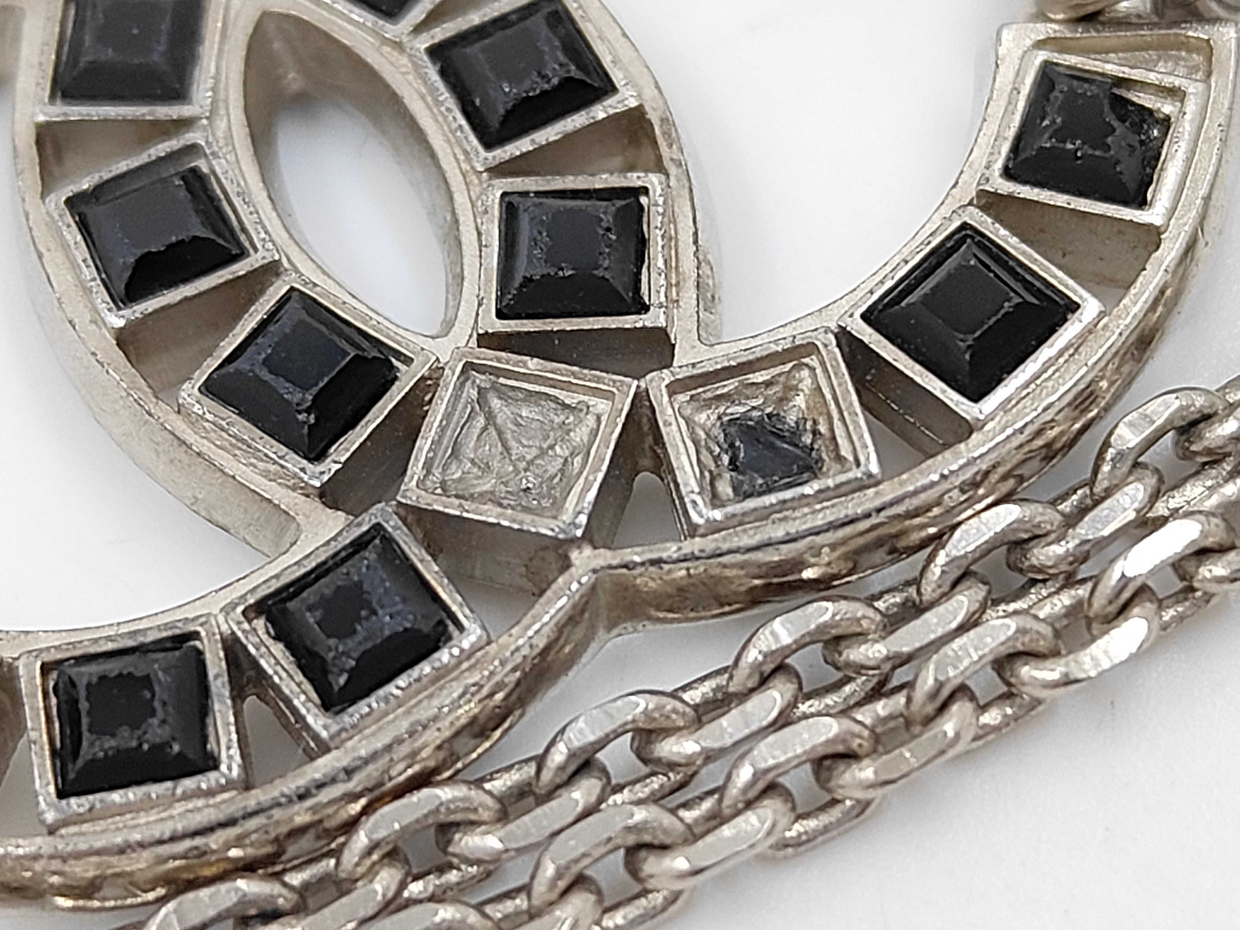 Long Chain Necklace / Silver x Black / 08P — view 7