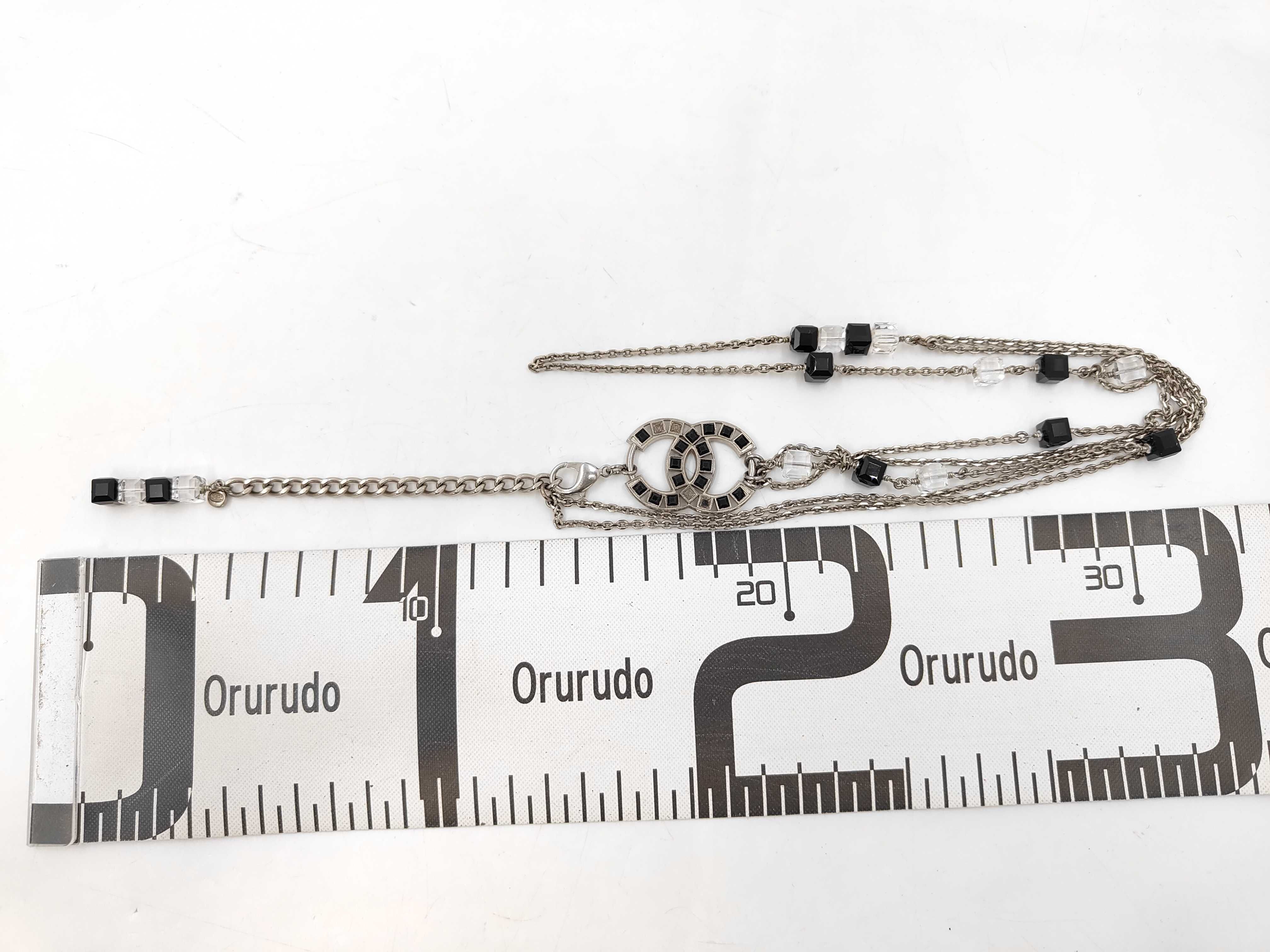 Long Chain Necklace / Silver x Black / 08P — view 8