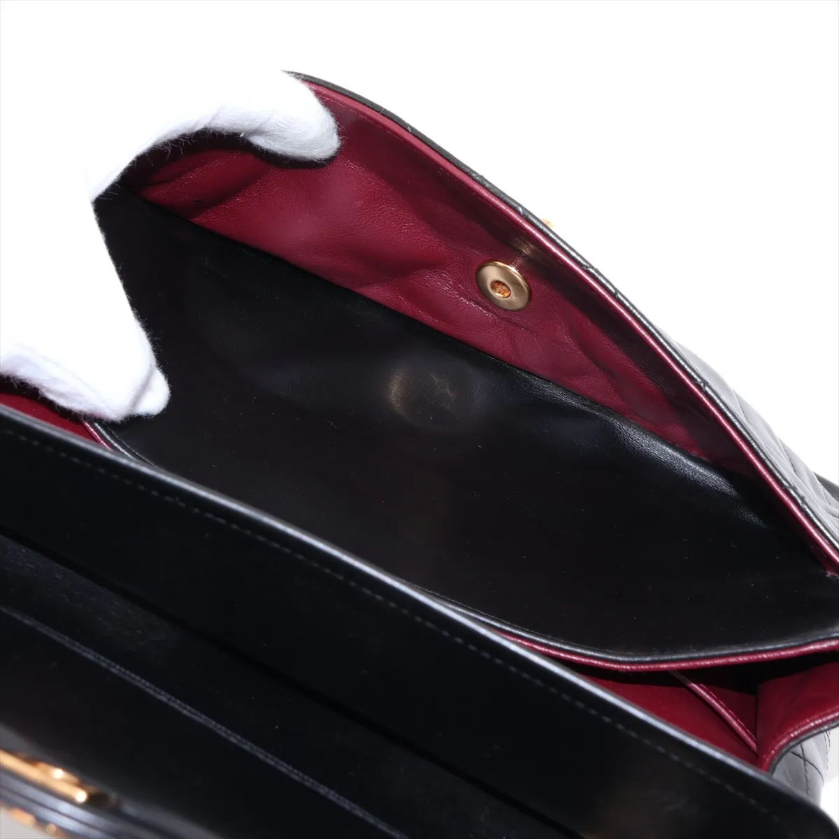Matelassé 25 Lambskin Double Flap Double Chain Bag, Black with Gold Hardware, 5201164 (Serial Number 5, Series A01112) — view 8