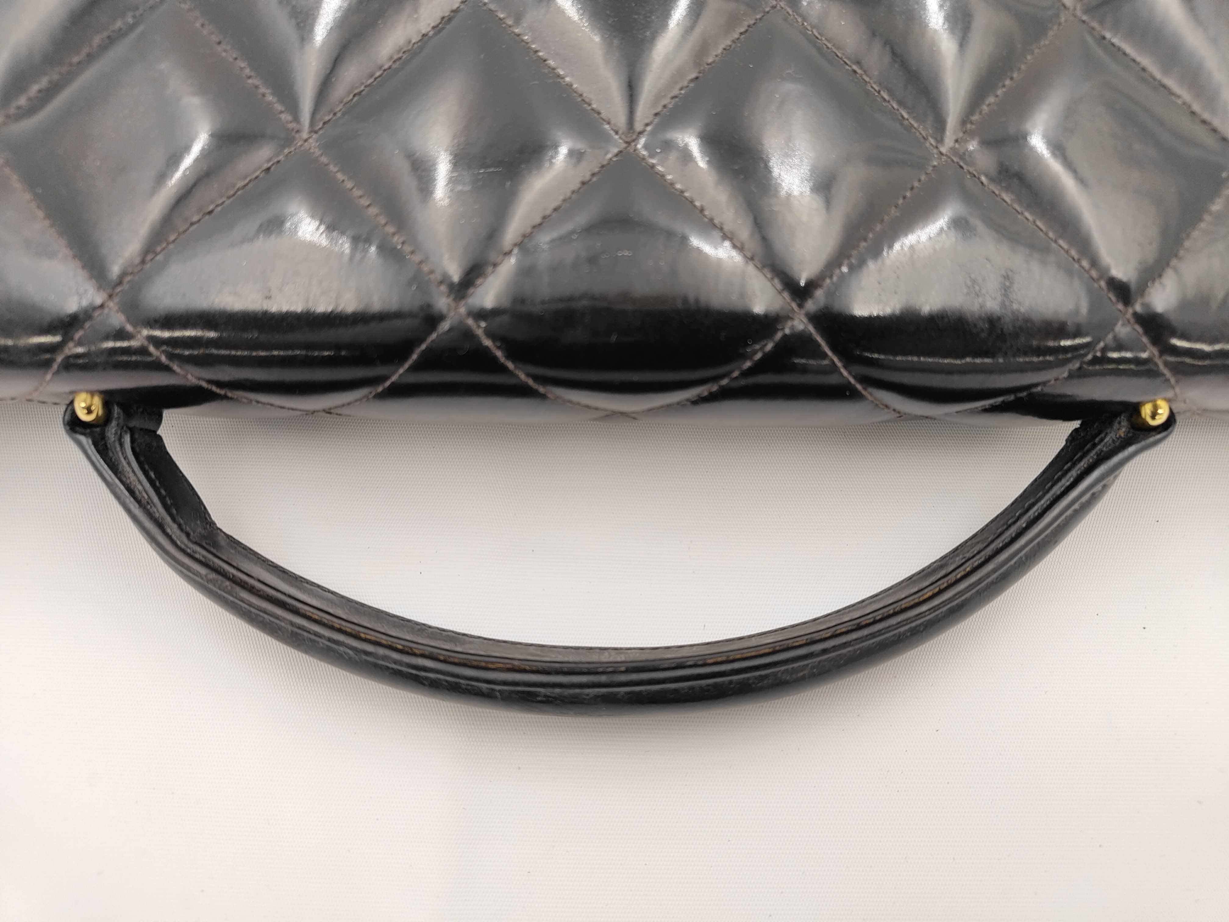Matelassé Briefcase, Patent Leather, Black with Gold Hardware, 3294829 Business Bag — view 3