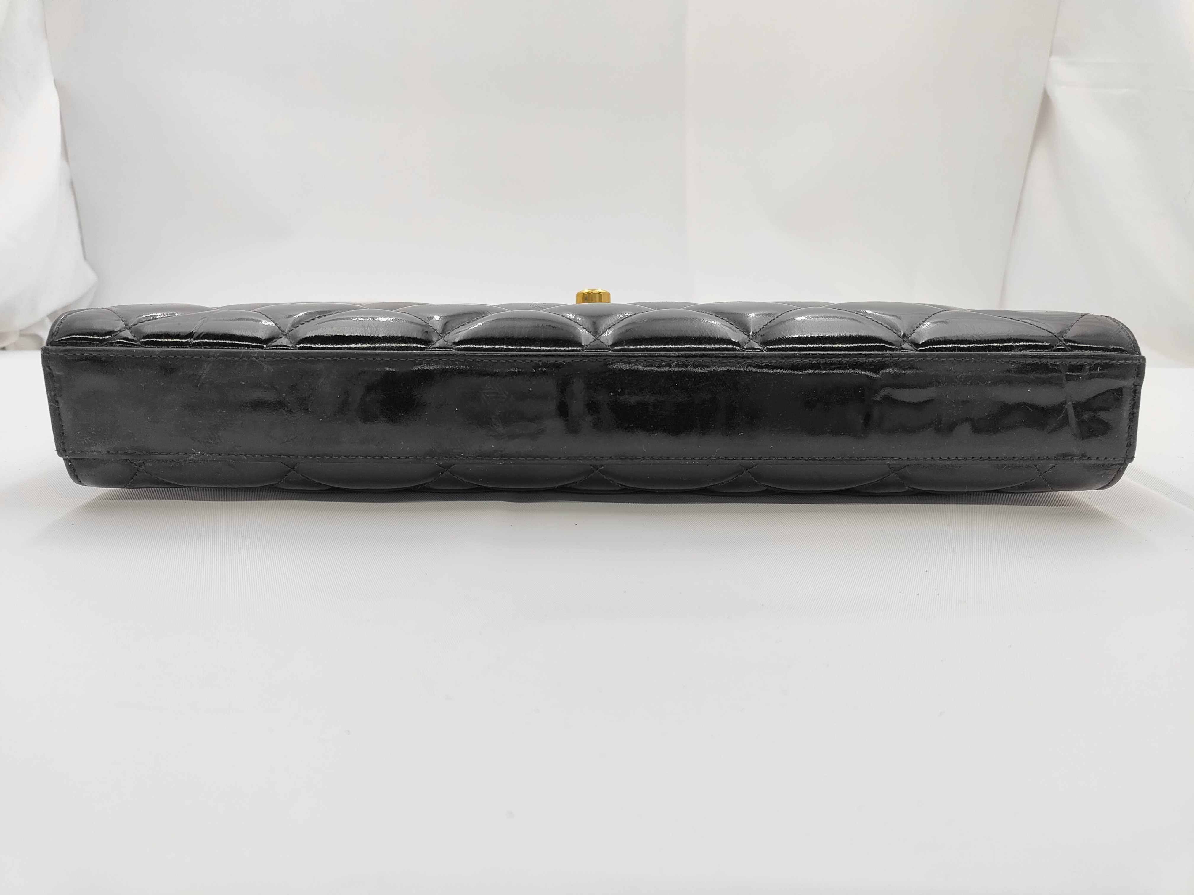 Matelassé Briefcase, Patent Leather, Black with Gold Hardware, 3294829 Business Bag — view 5