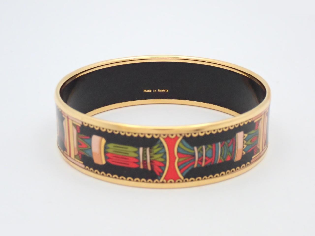 Enamel GM Bangle Bracelet, Gold, Wrist size approximately 20cm — view 2