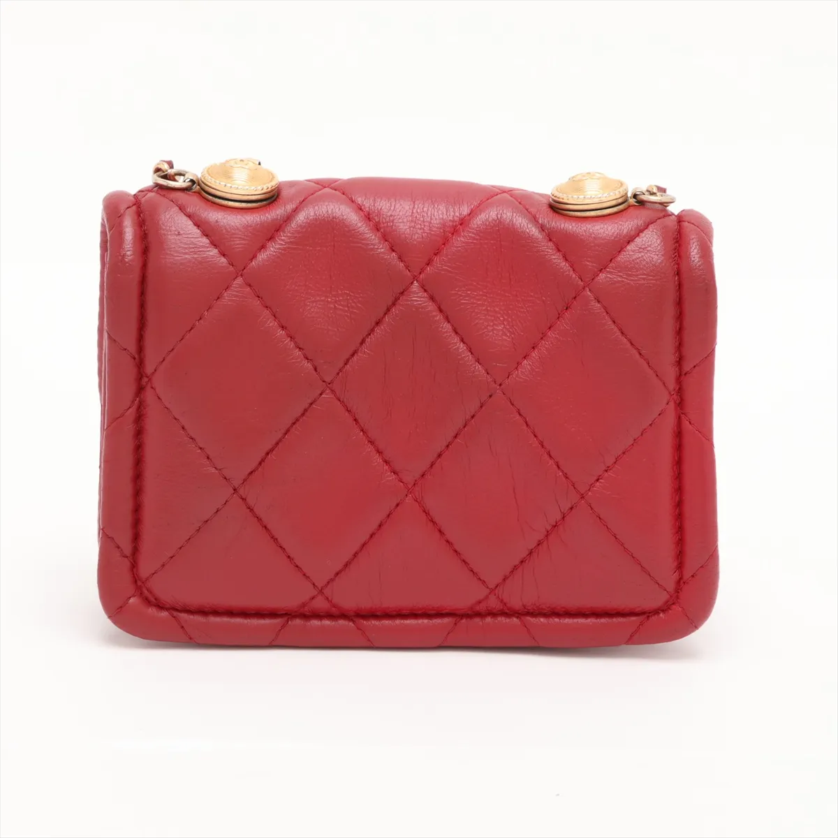 Matelassé Lambskin Chain Shoulder Bag, Red with Gold Hardware, 30659937 (Serial Number in the 30s) — view 2