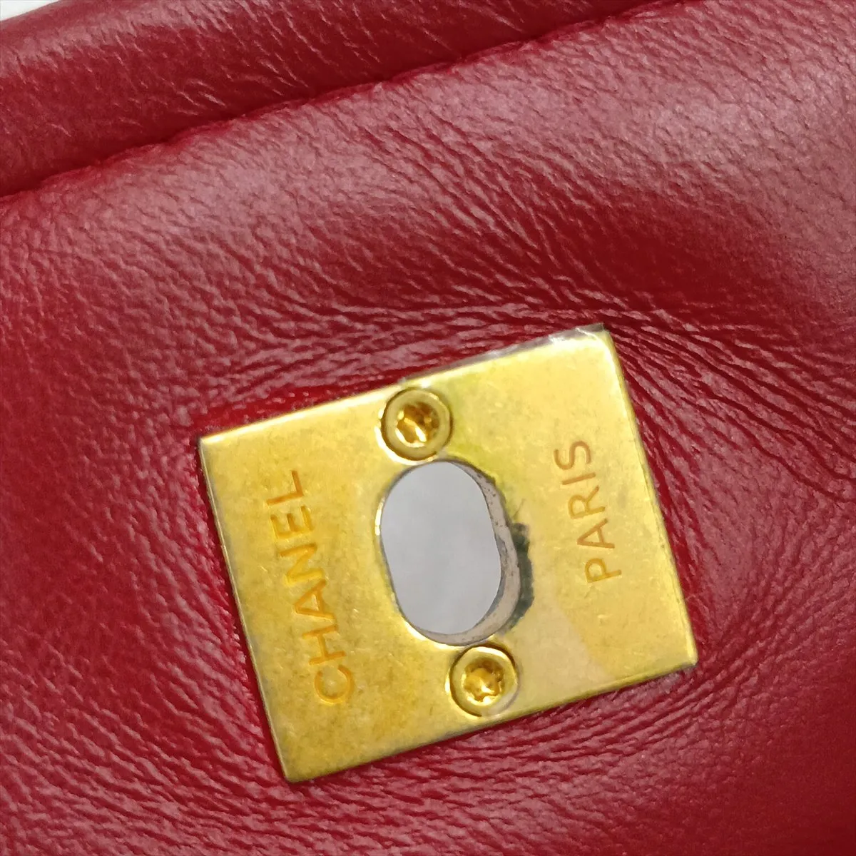 Matelassé Lambskin Chain Shoulder Bag, Red with Gold Hardware, 30659937 (Serial Number in the 30s) — view 12