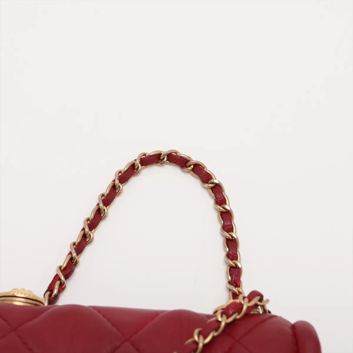 Matelassé Lambskin Chain Shoulder Bag, Red with Gold Hardware, 30659937 (Serial Number in the 30s) — view 6