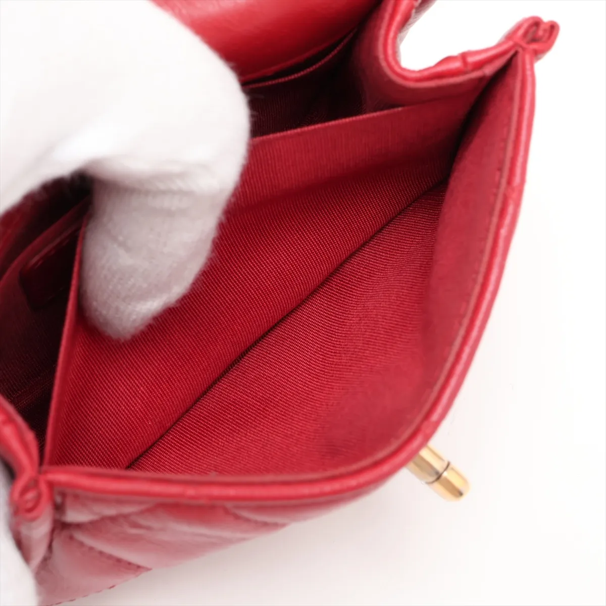 Matelassé Lambskin Chain Shoulder Bag, Red with Gold Hardware, 30659937 (Serial Number in the 30s) — view 10