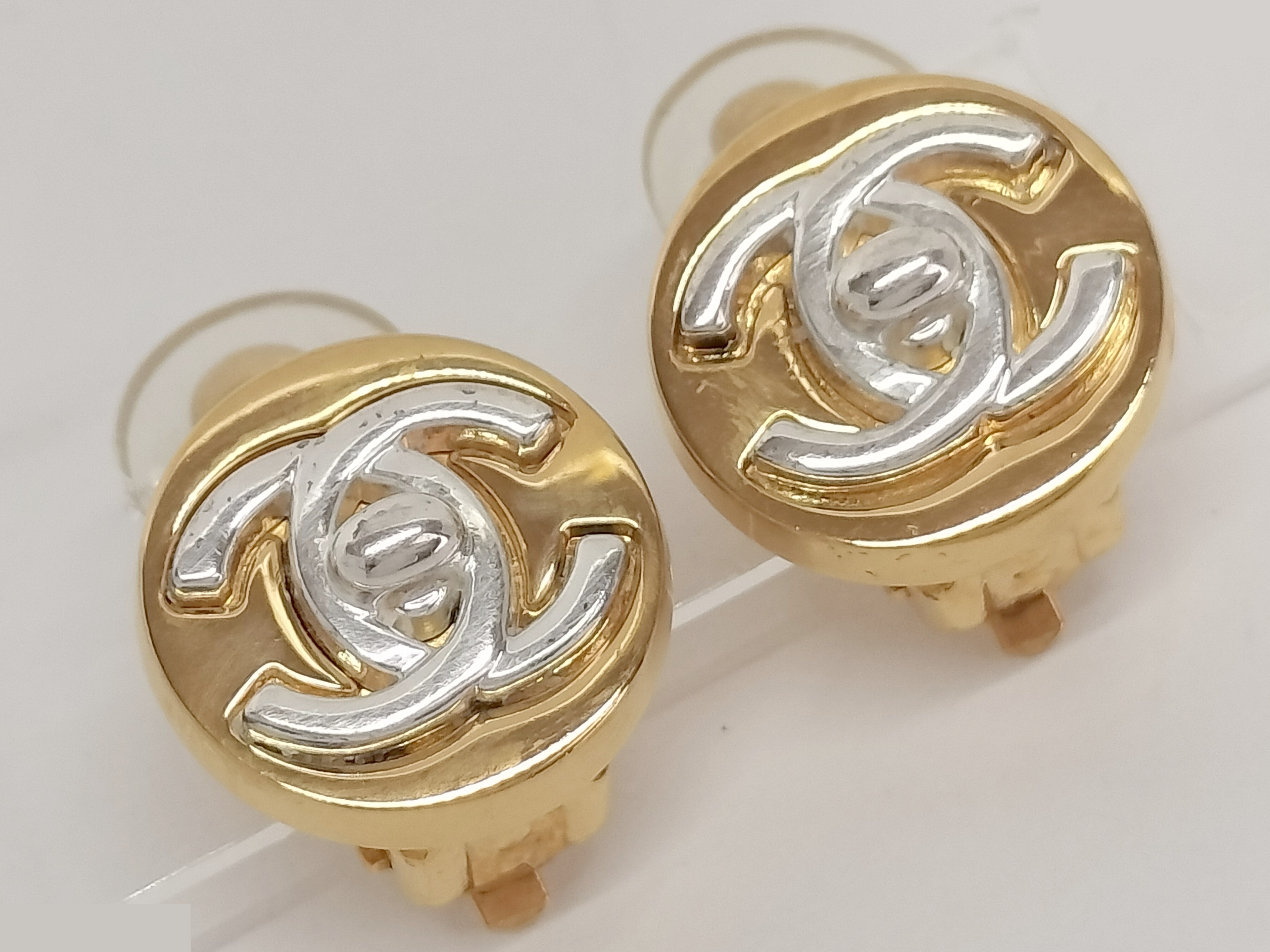 Coco Turnlock Silver Gold Earrings — view 6