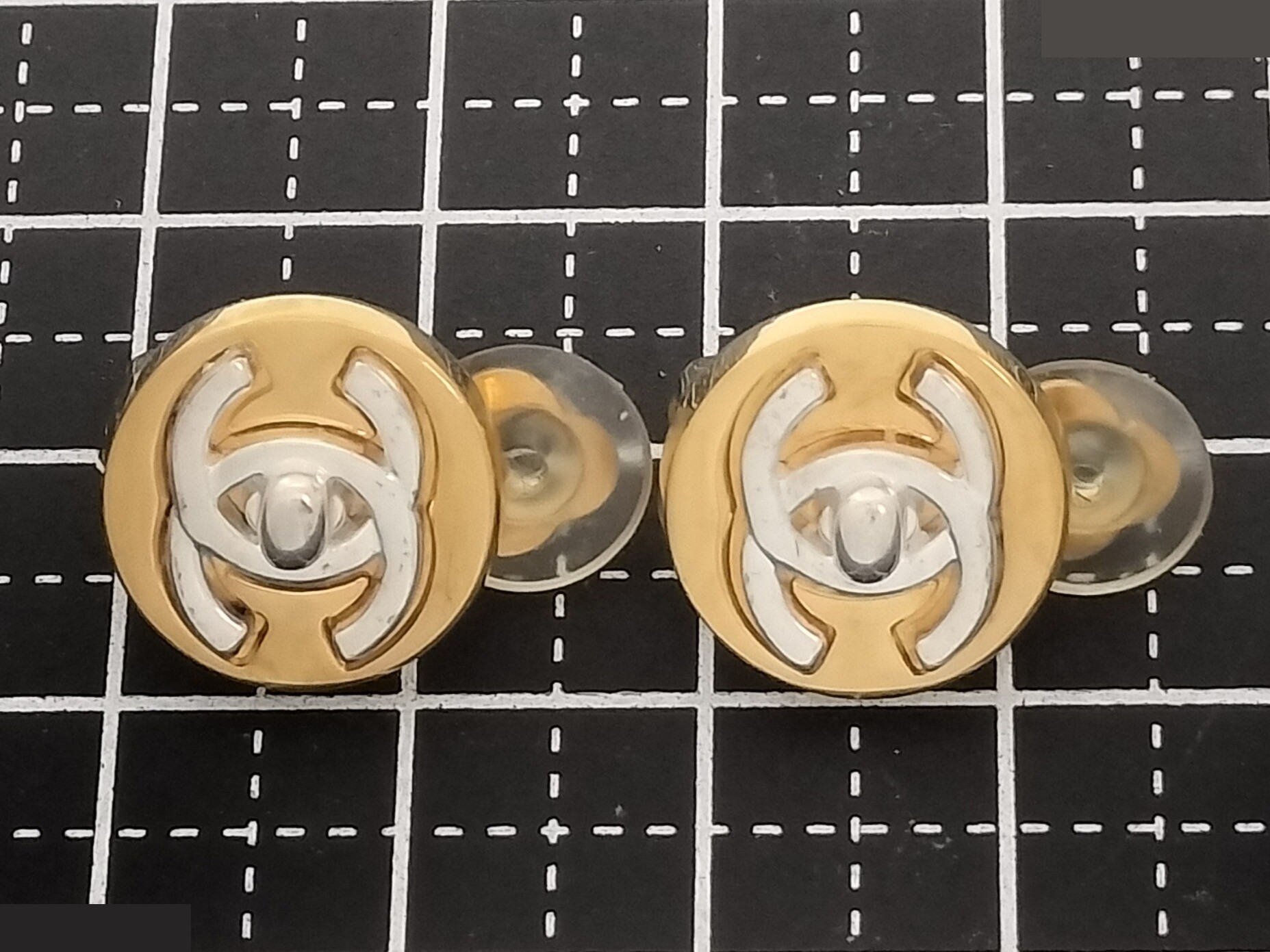 Coco Turnlock Silver Gold Earrings — view 7