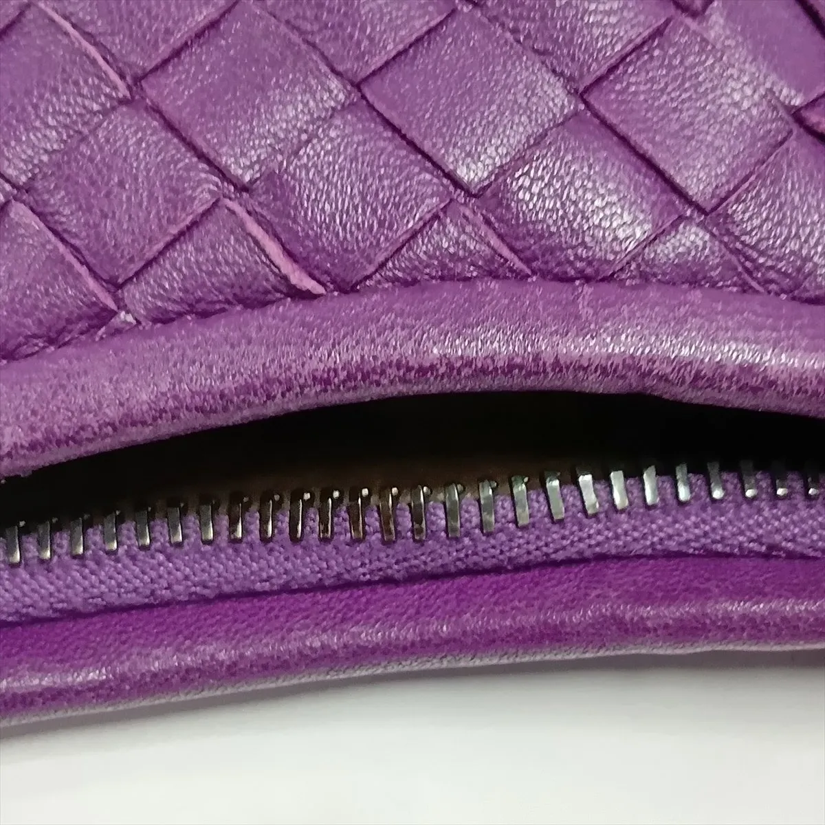 Intrecciato Leather Shoulder Bag, Purple — view 13