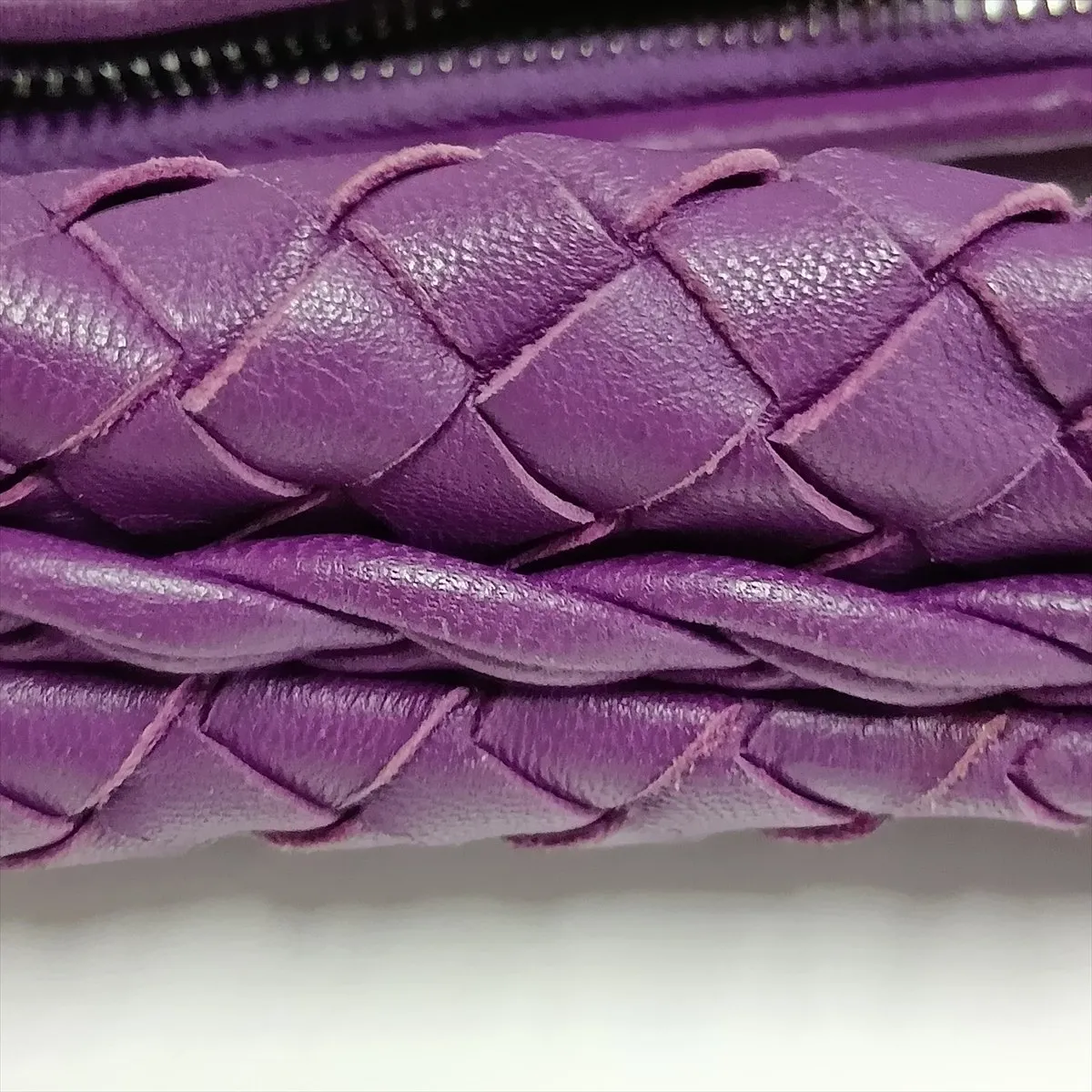 Intrecciato Leather Shoulder Bag, Purple — view 14