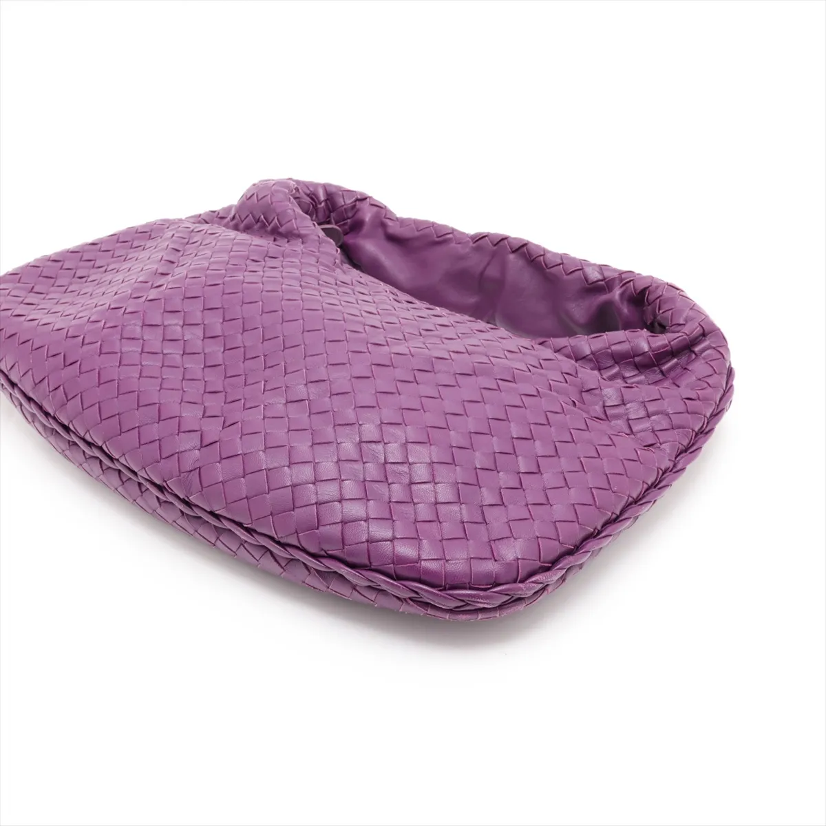 Intrecciato Leather Shoulder Bag, Purple — view 3