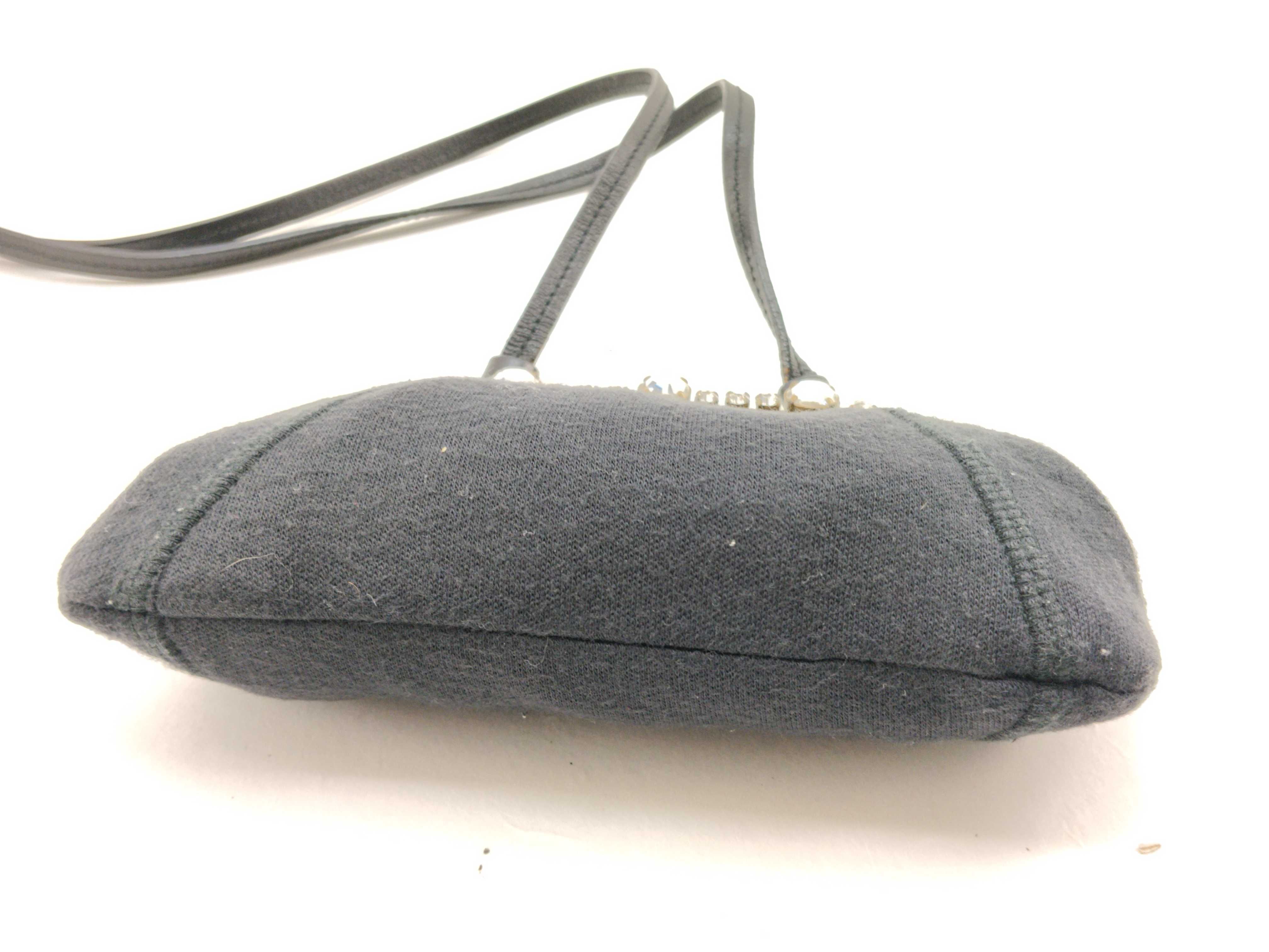 Shoulder Bag with Rhinestones and Clasp Closure, Black — view 3