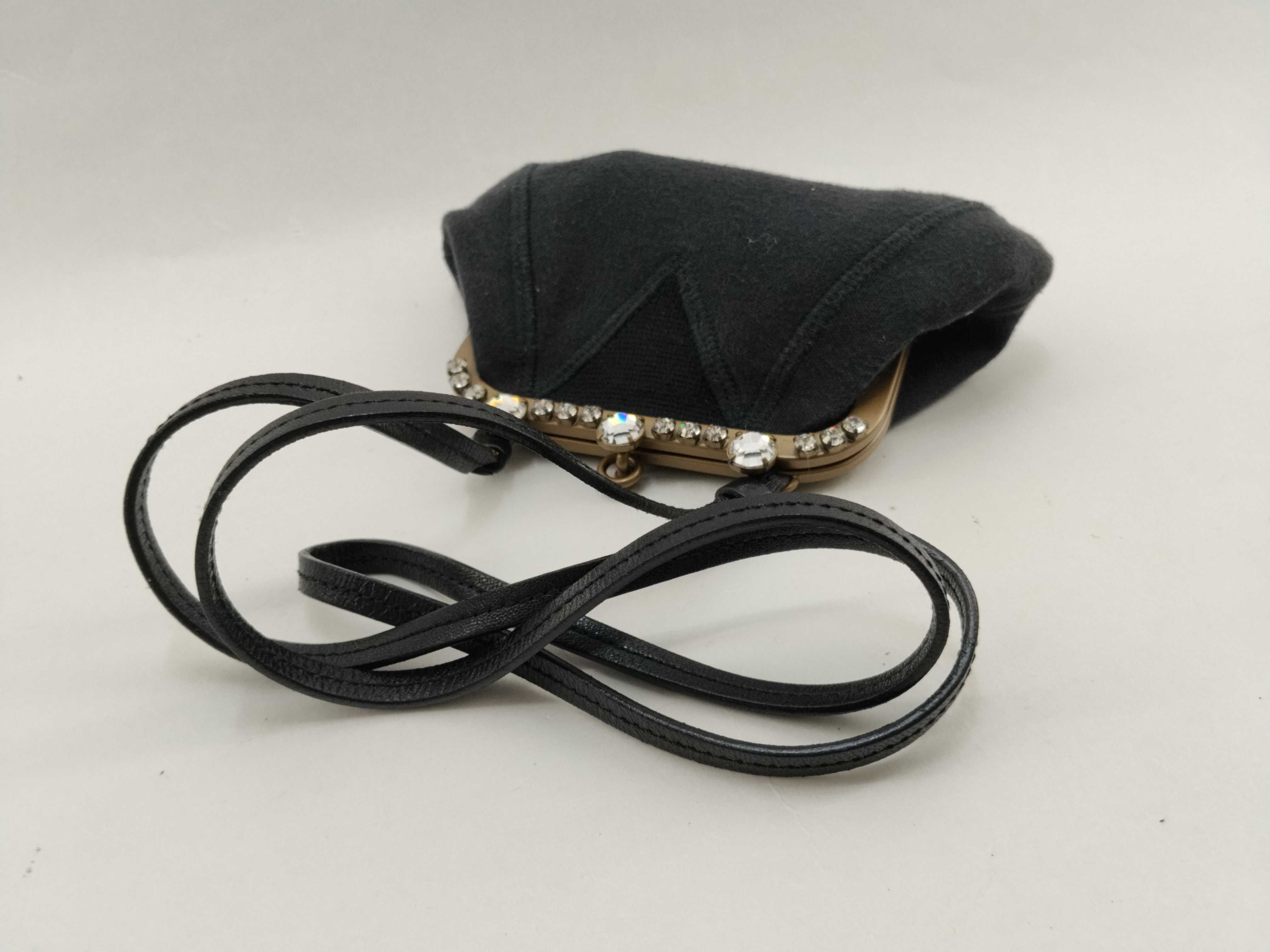 Shoulder Bag with Rhinestones and Clasp Closure, Black — view 7