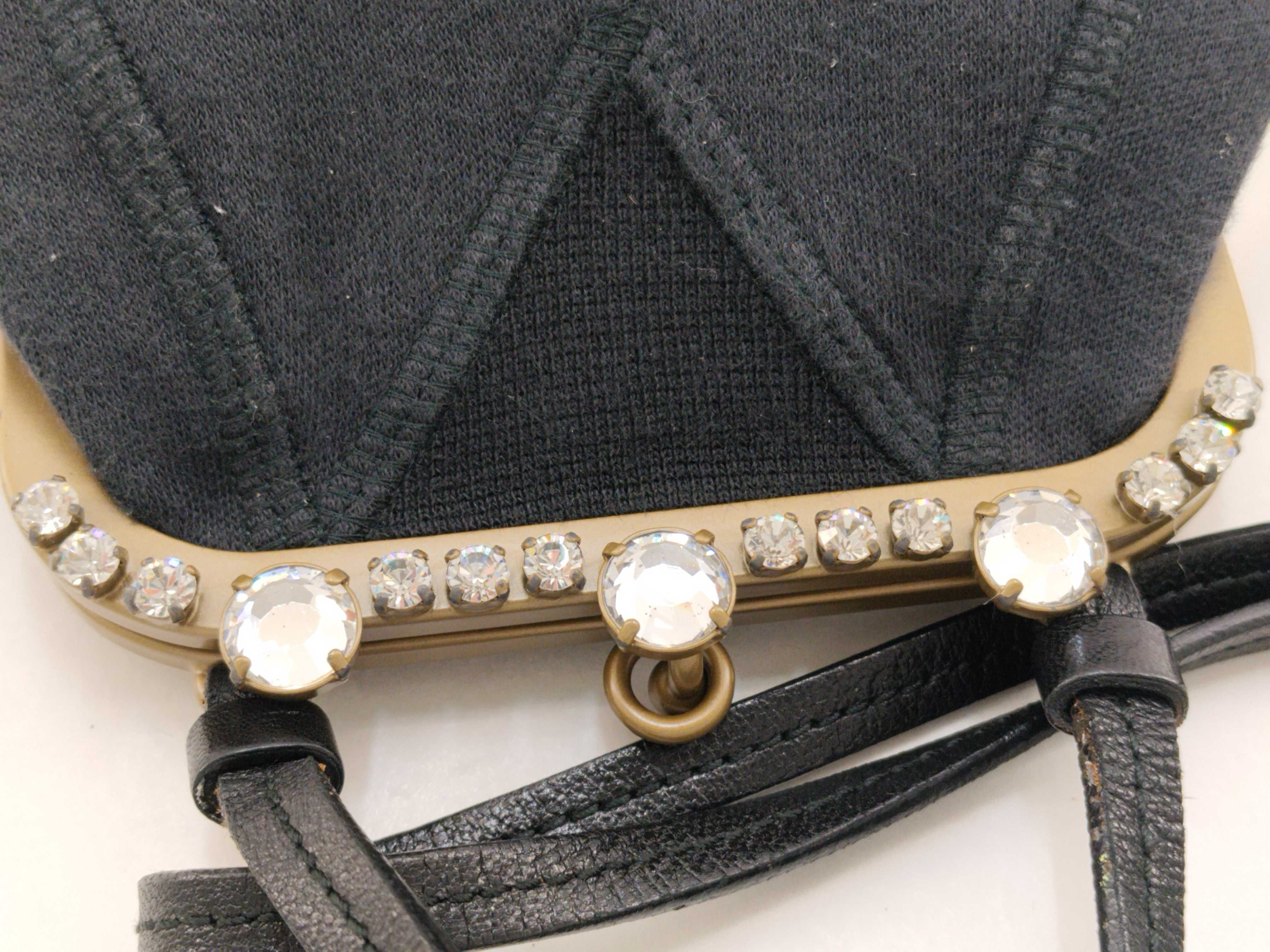 Shoulder Bag with Rhinestones and Clasp Closure, Black — view 8