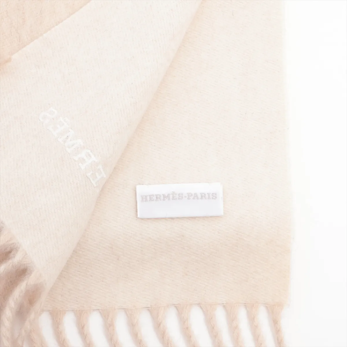 logo scarf, cashmere, beige, — view 2