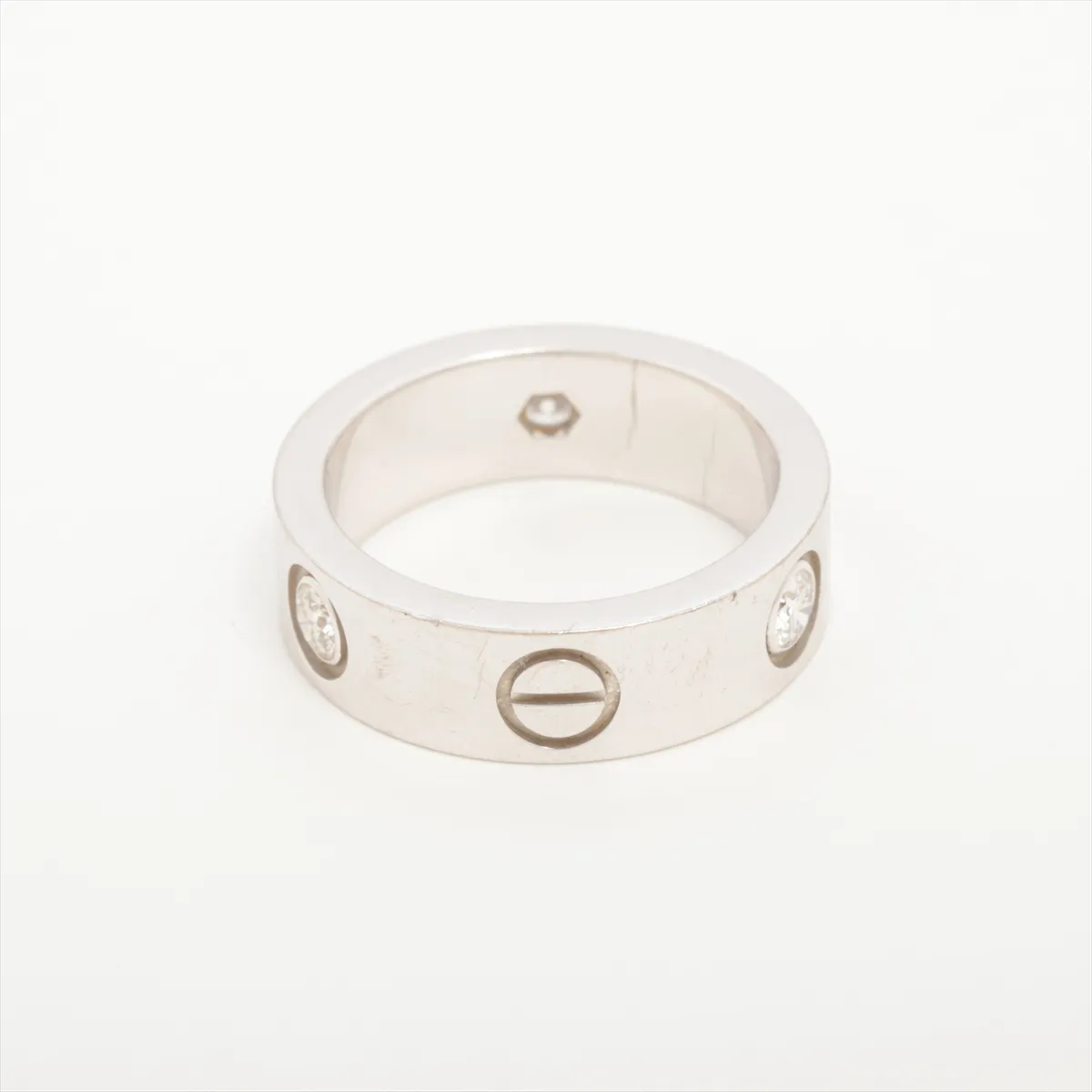 Love Half Diamond Ring 750 (WG) 8.4g Size 48 PG3308 (Scratches) — view 2
