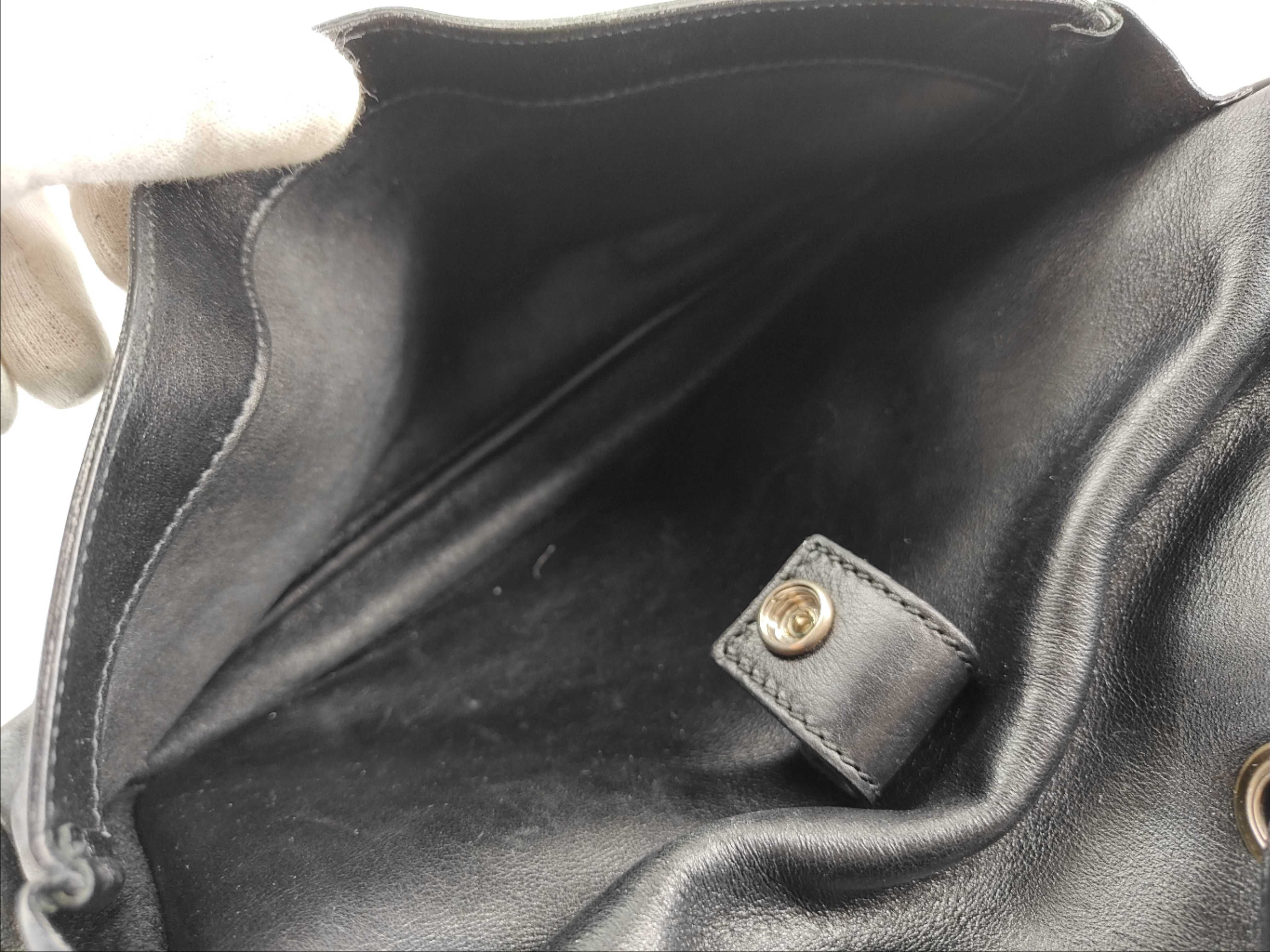 Leather Shoulder Bag, Black — view 13