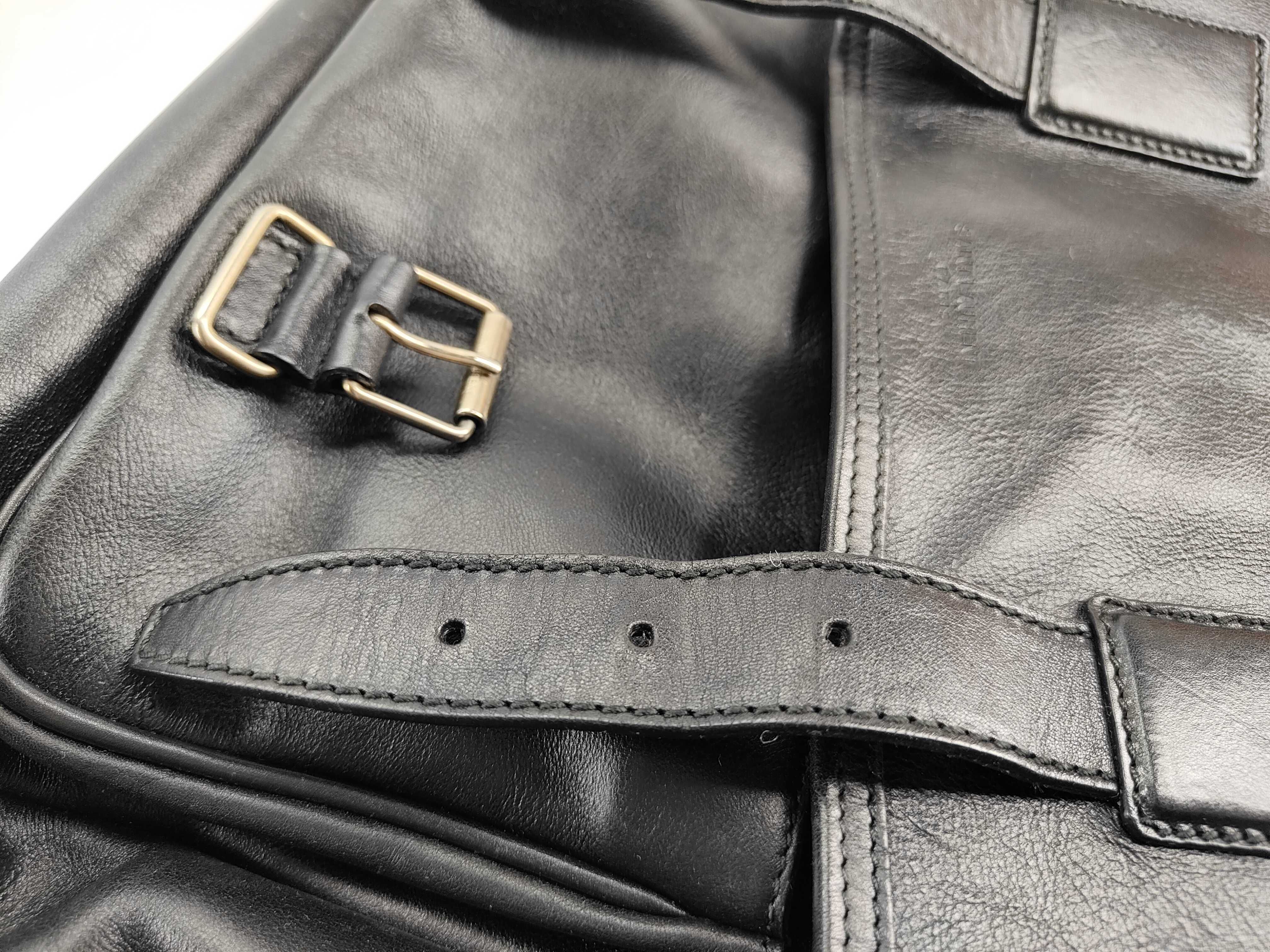 Leather Shoulder Bag, Black — view 15