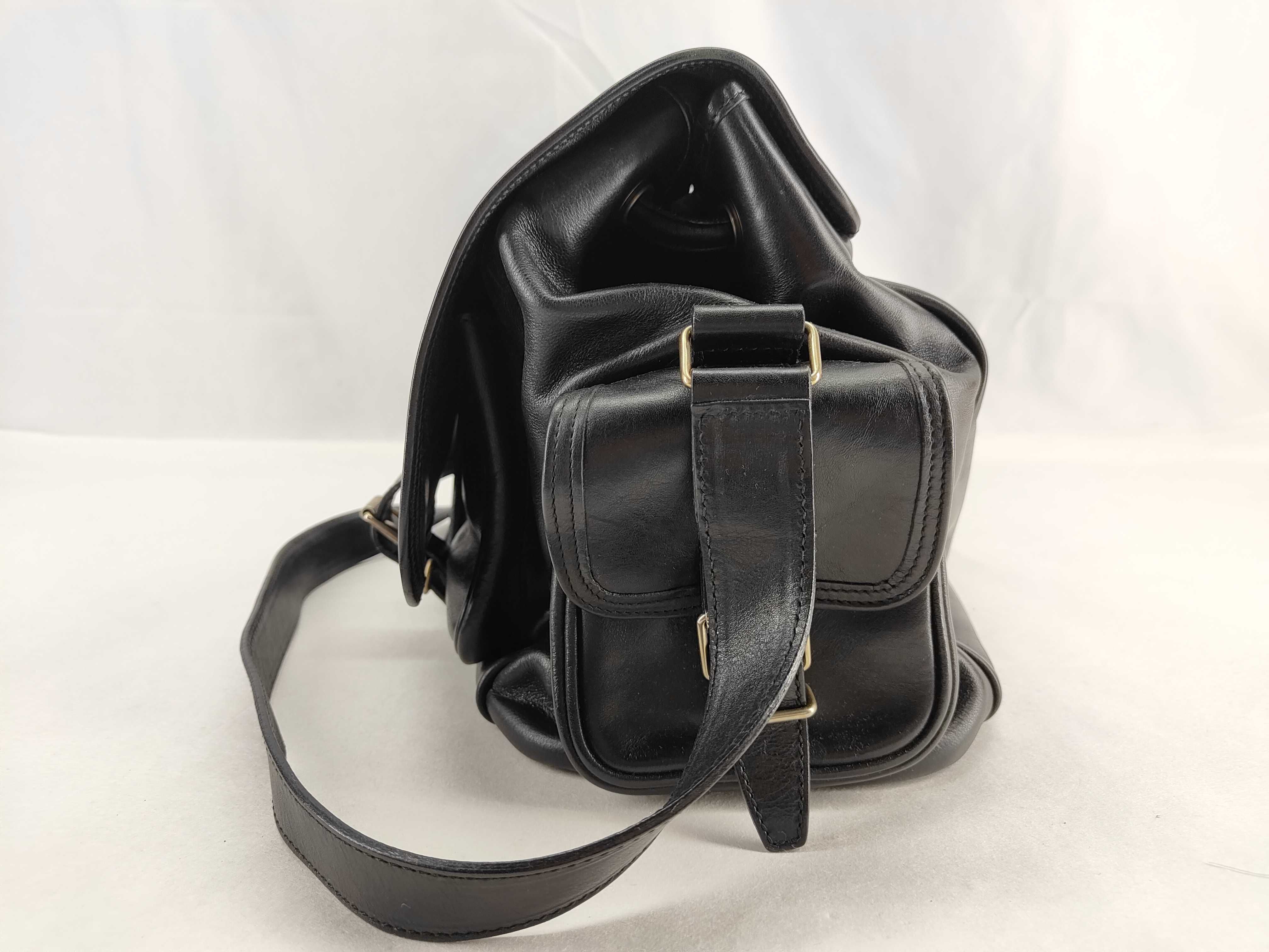 Leather Shoulder Bag, Black — view 3
