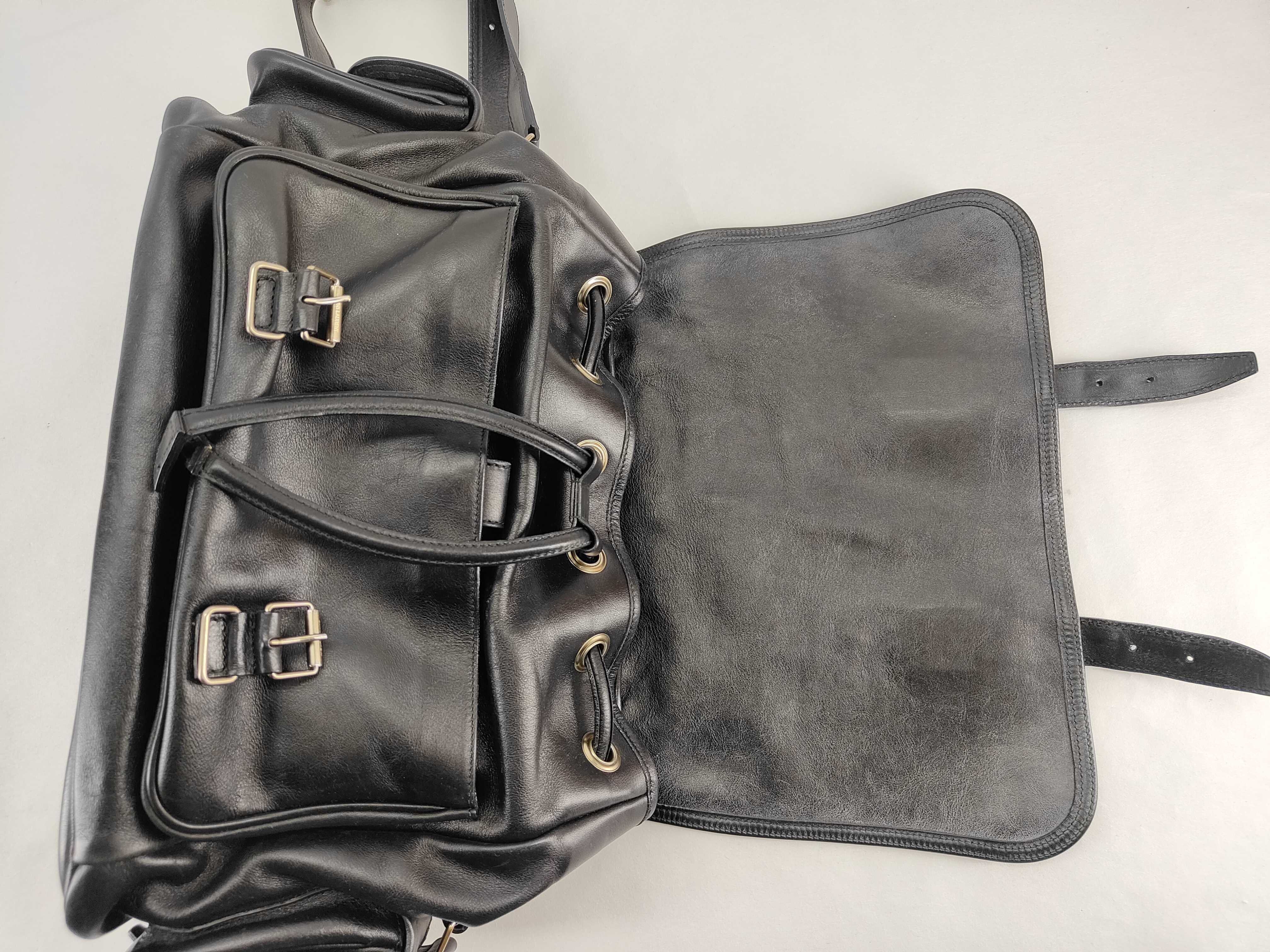 Leather Shoulder Bag, Black — view 6