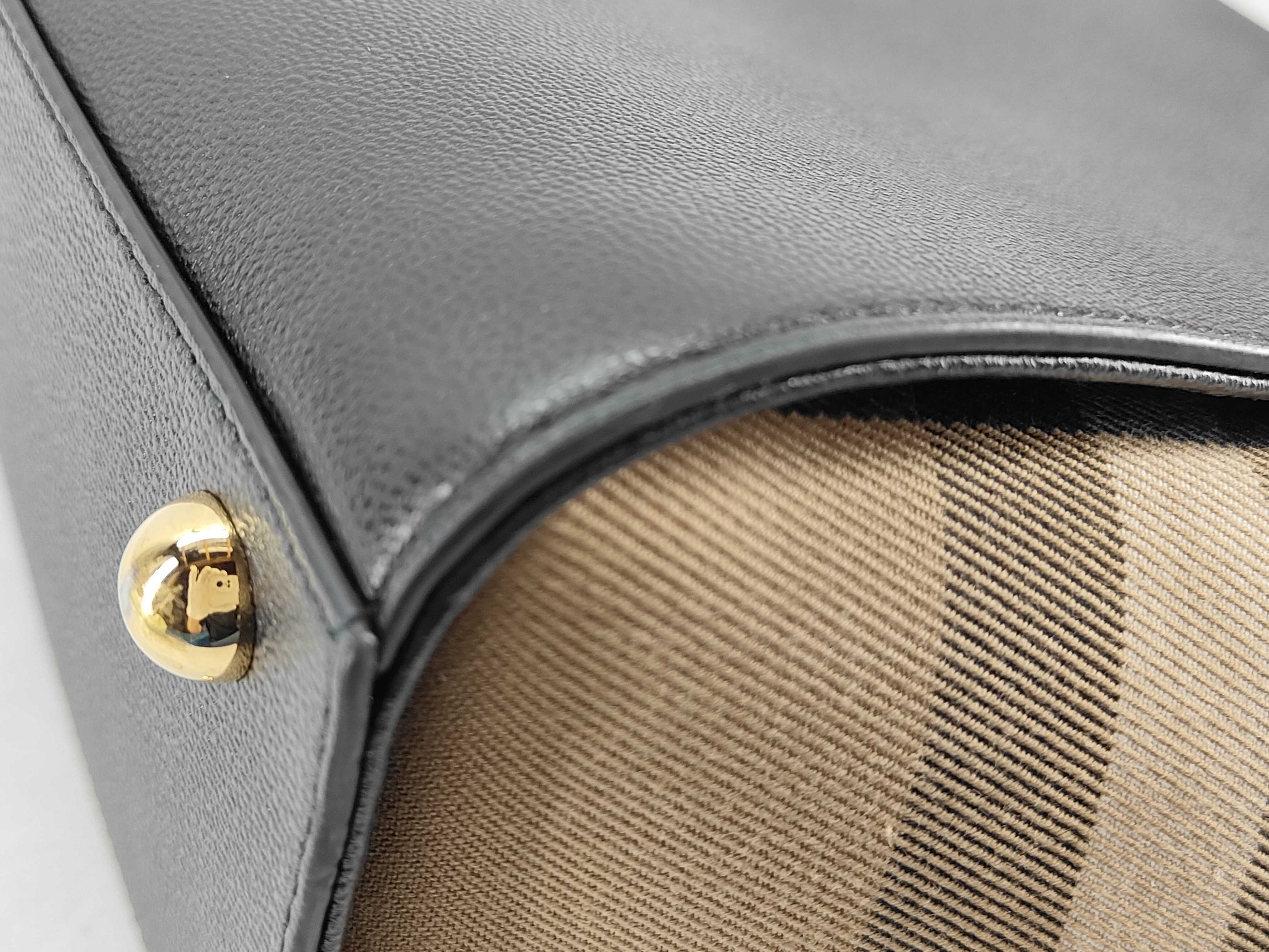 Leather x Canvas 2-Way Handbag, Black — view 6