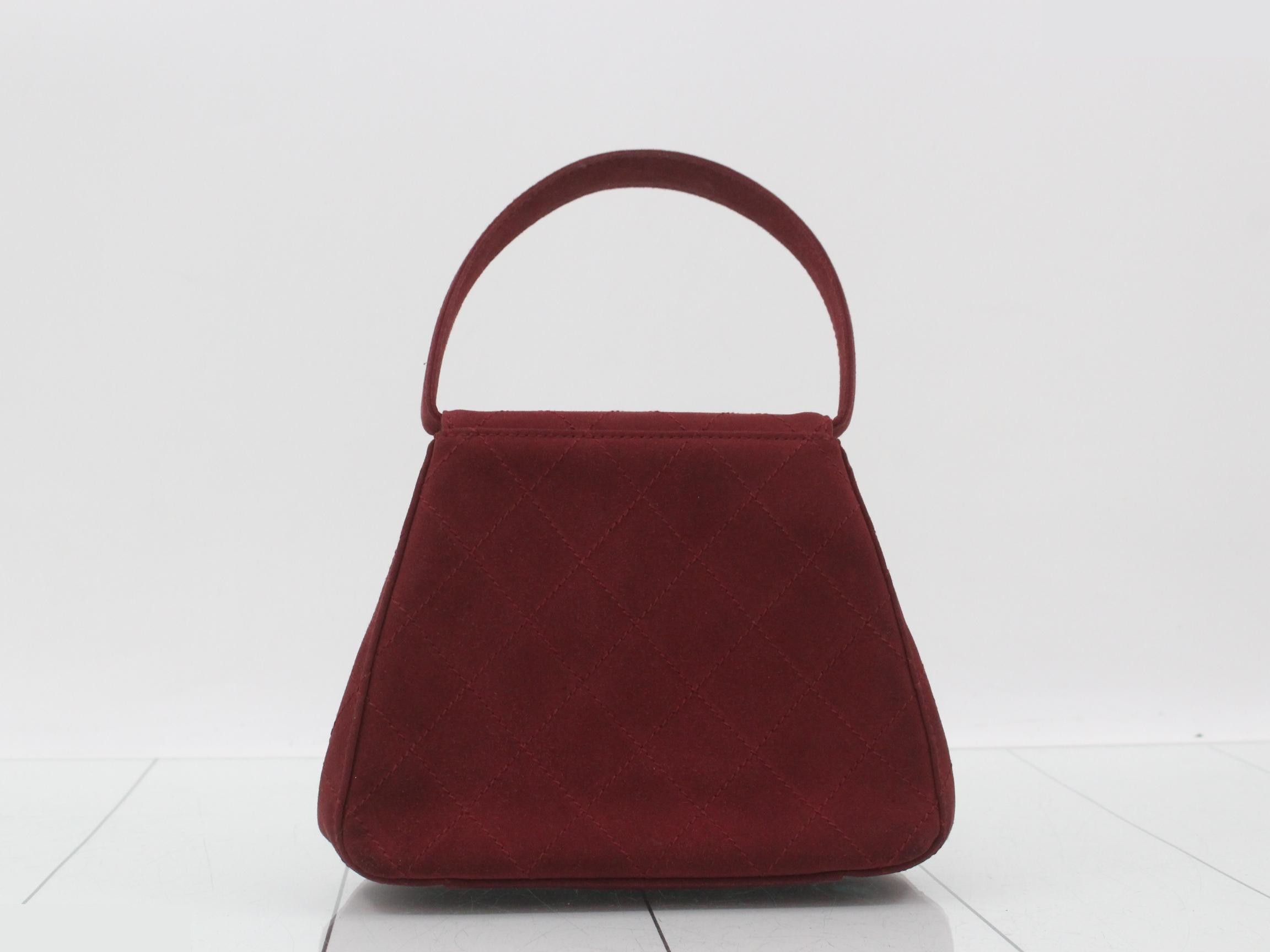 Matelassé suede burgundy handbag, model number 5. — view 2