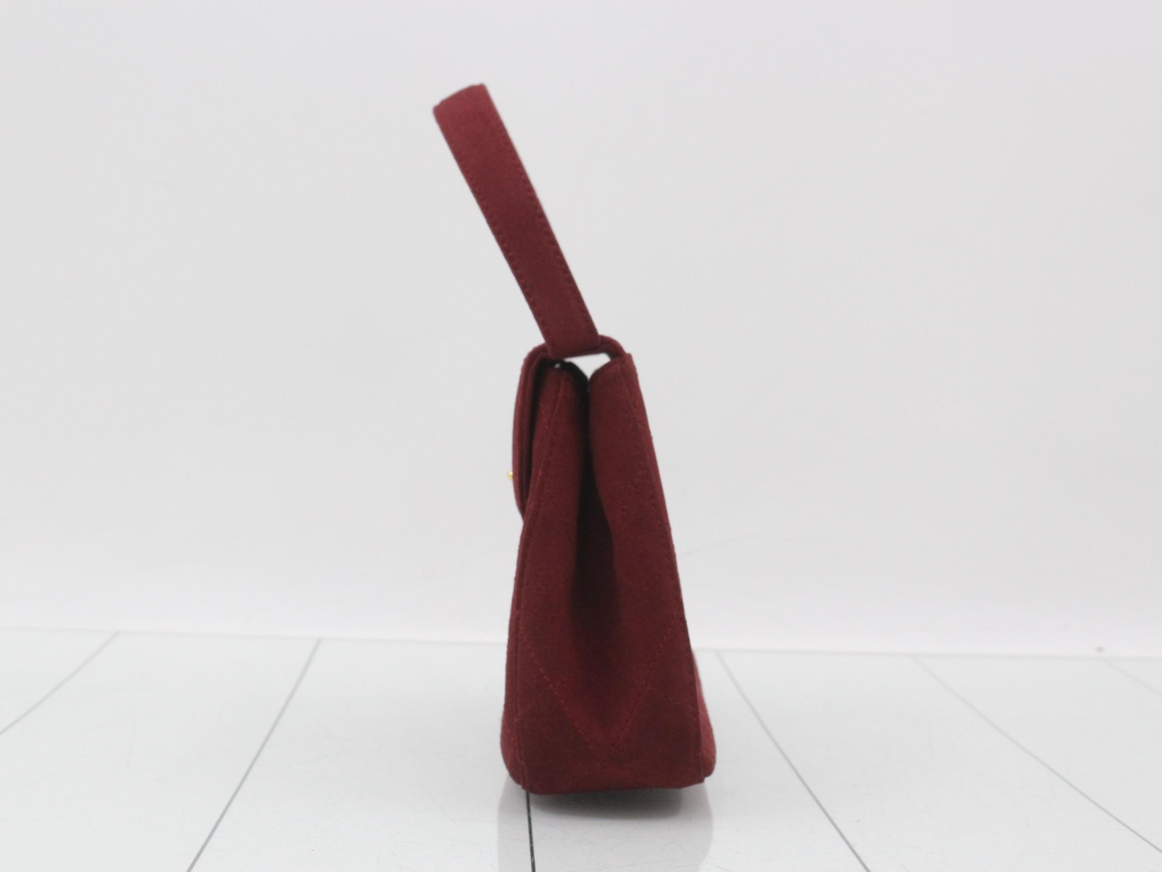 Matelassé suede burgundy handbag, model number 5. — view 3