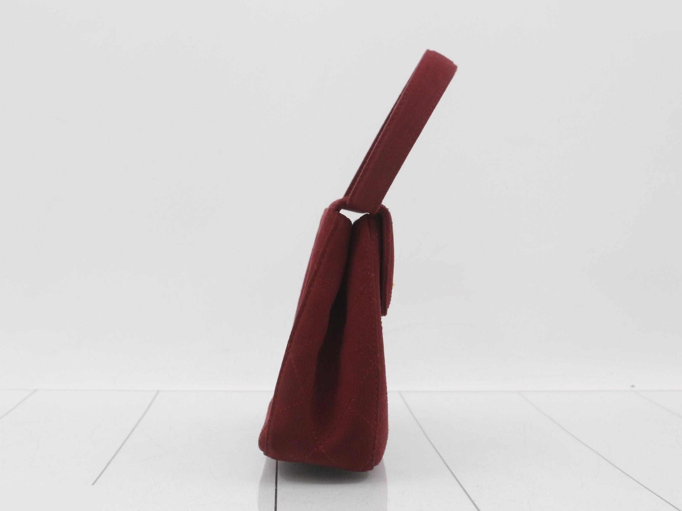 Matelassé suede burgundy handbag, model number 5. — view 4