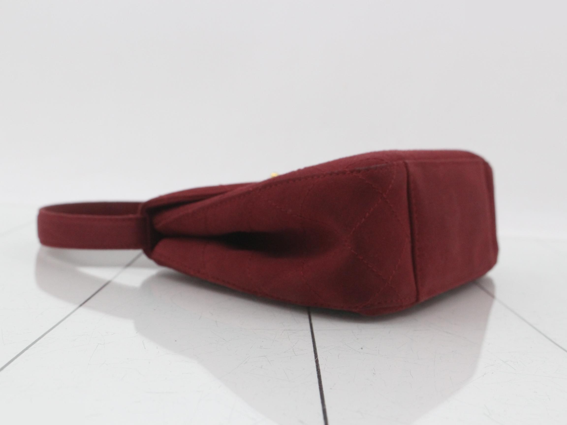 Matelassé suede burgundy handbag, model number 5. — view 5