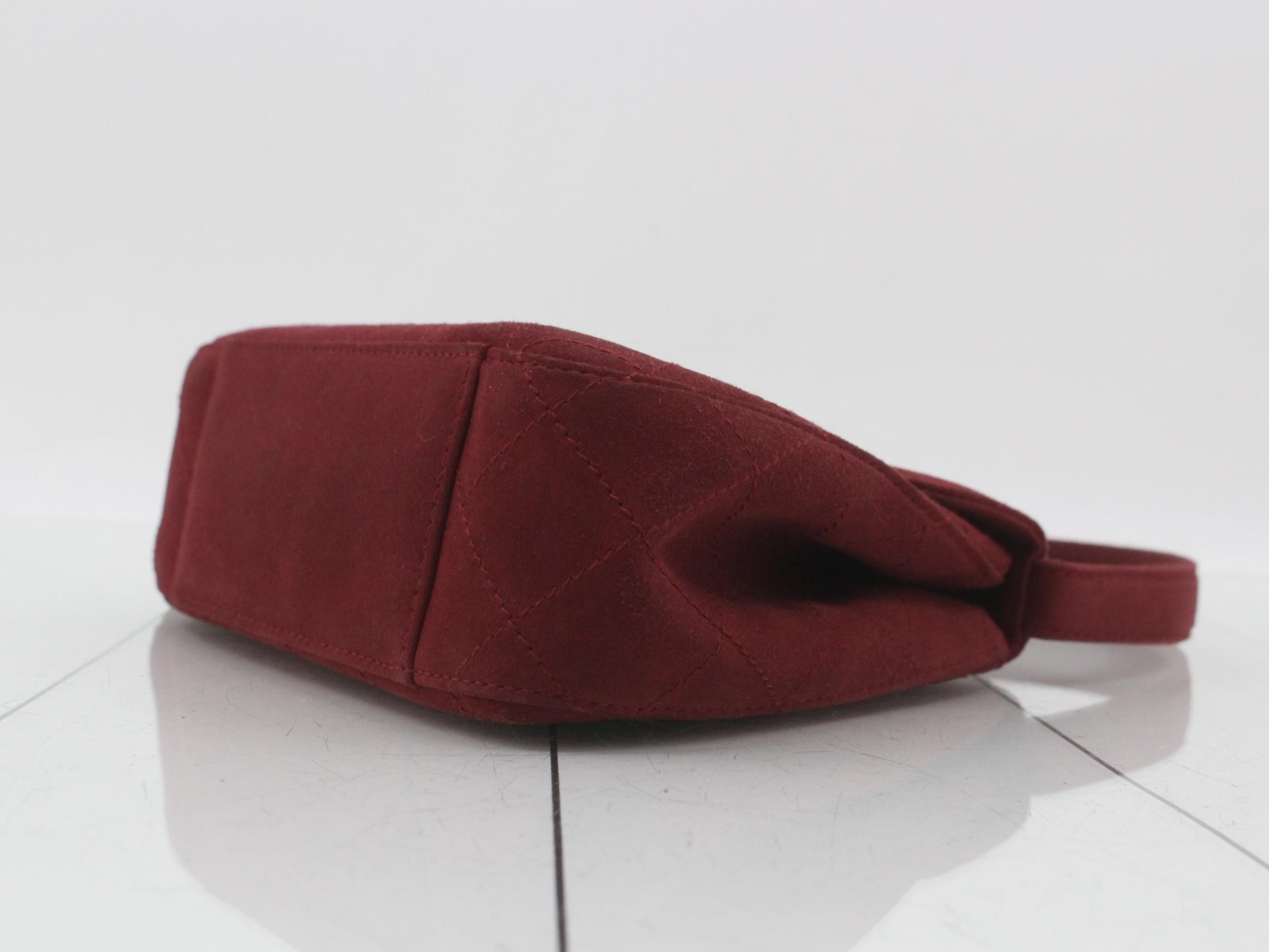 Matelassé suede burgundy handbag, model number 5. — view 6